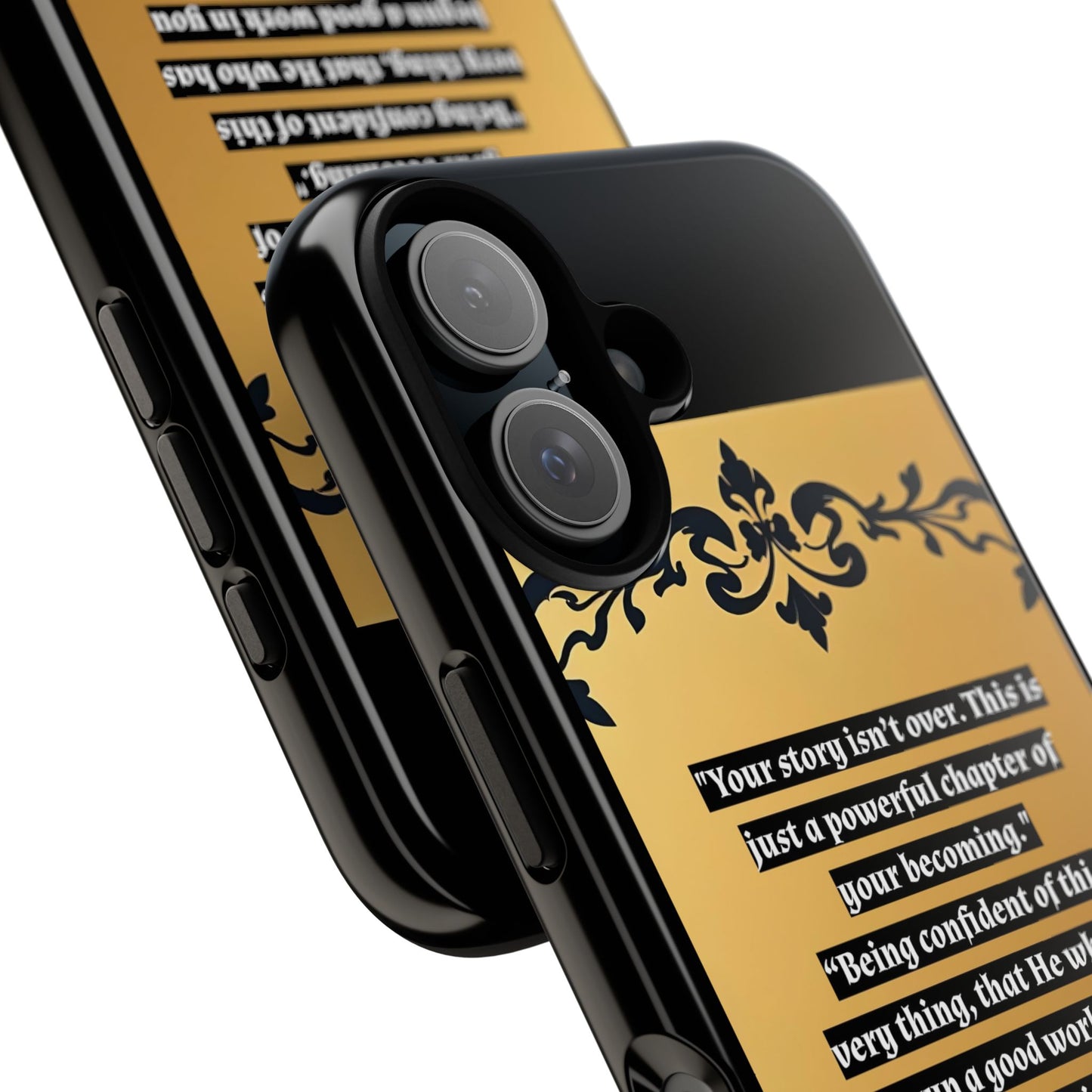 Elegant Floral Motif Phone Case - Tough Cases with Vintage Design - "Your story isn't over"