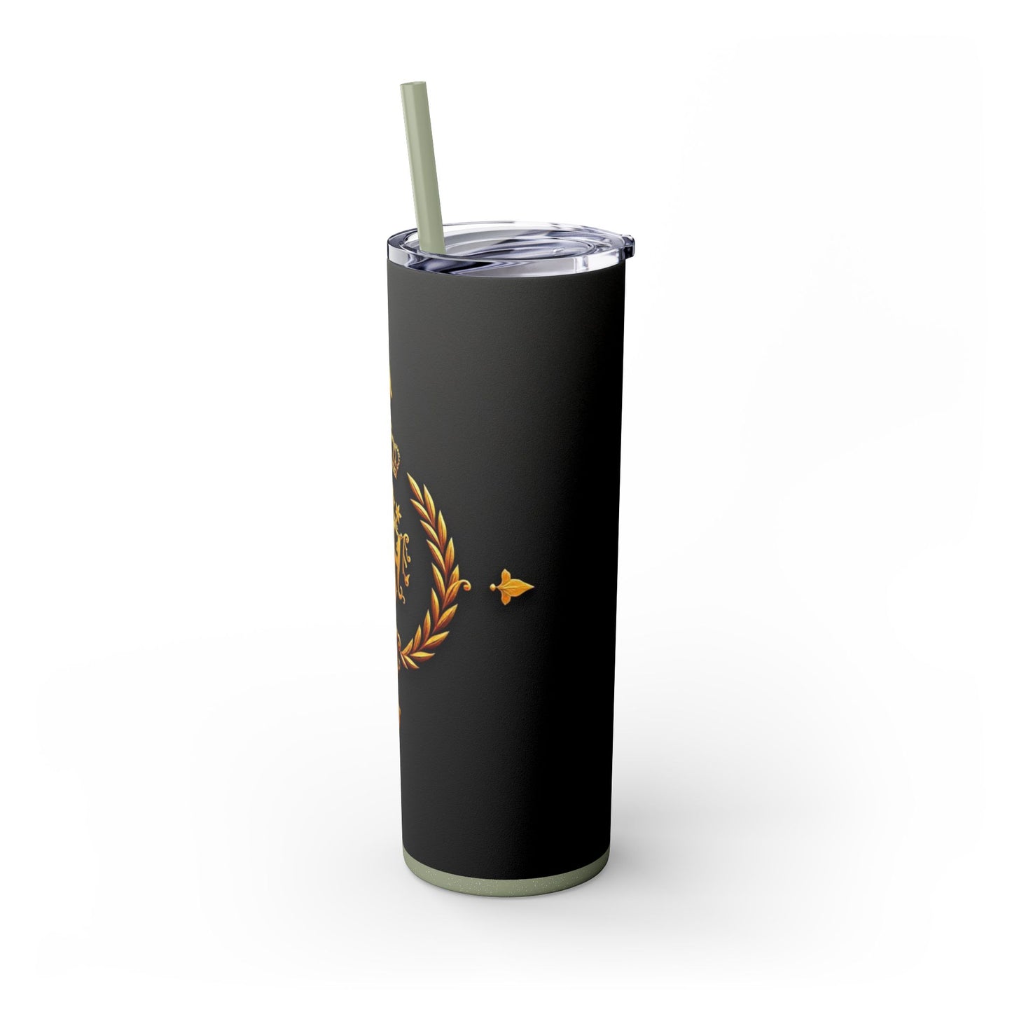 Elegant Gold Crown Skinny Tumbler with Straw, 20oz - Stylish Drinkware for Every Occasion, Royal Inspired, Ideal Gift for Her - Gold Crest