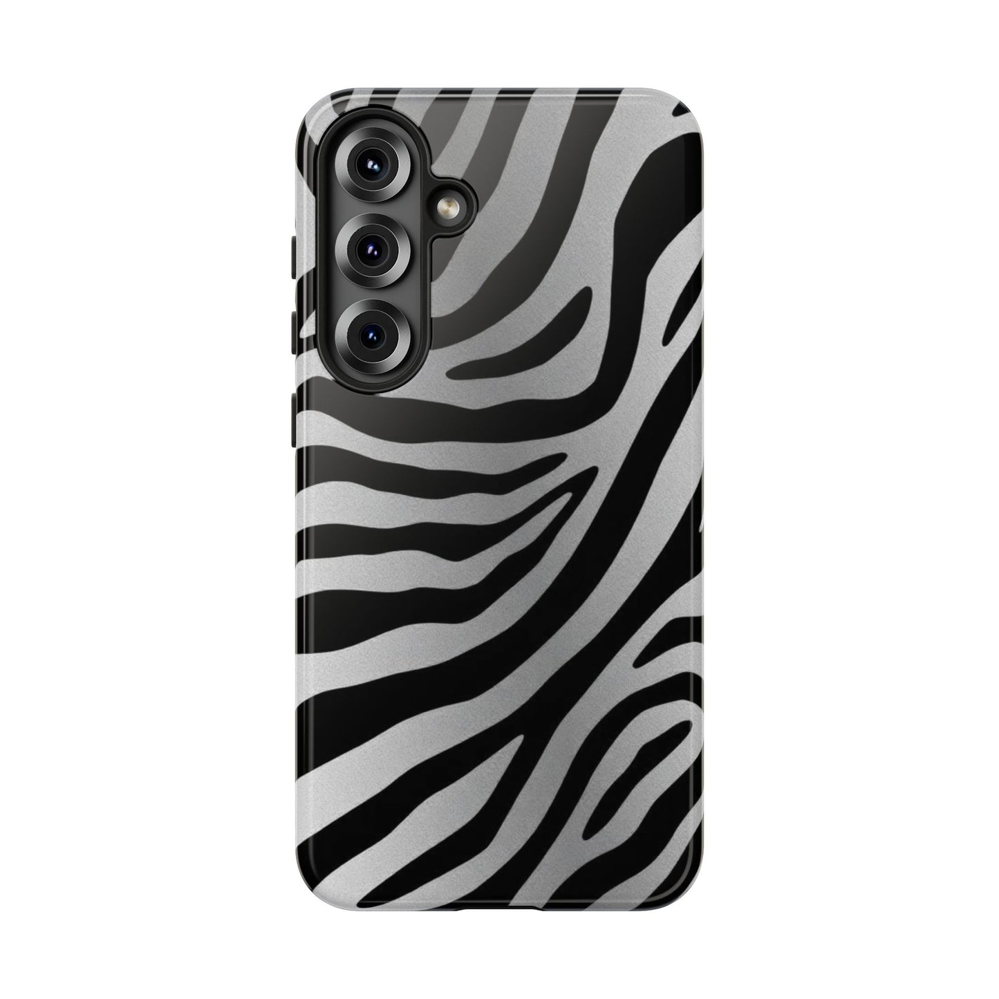 Zebra Print Tough Phone Case - Silver