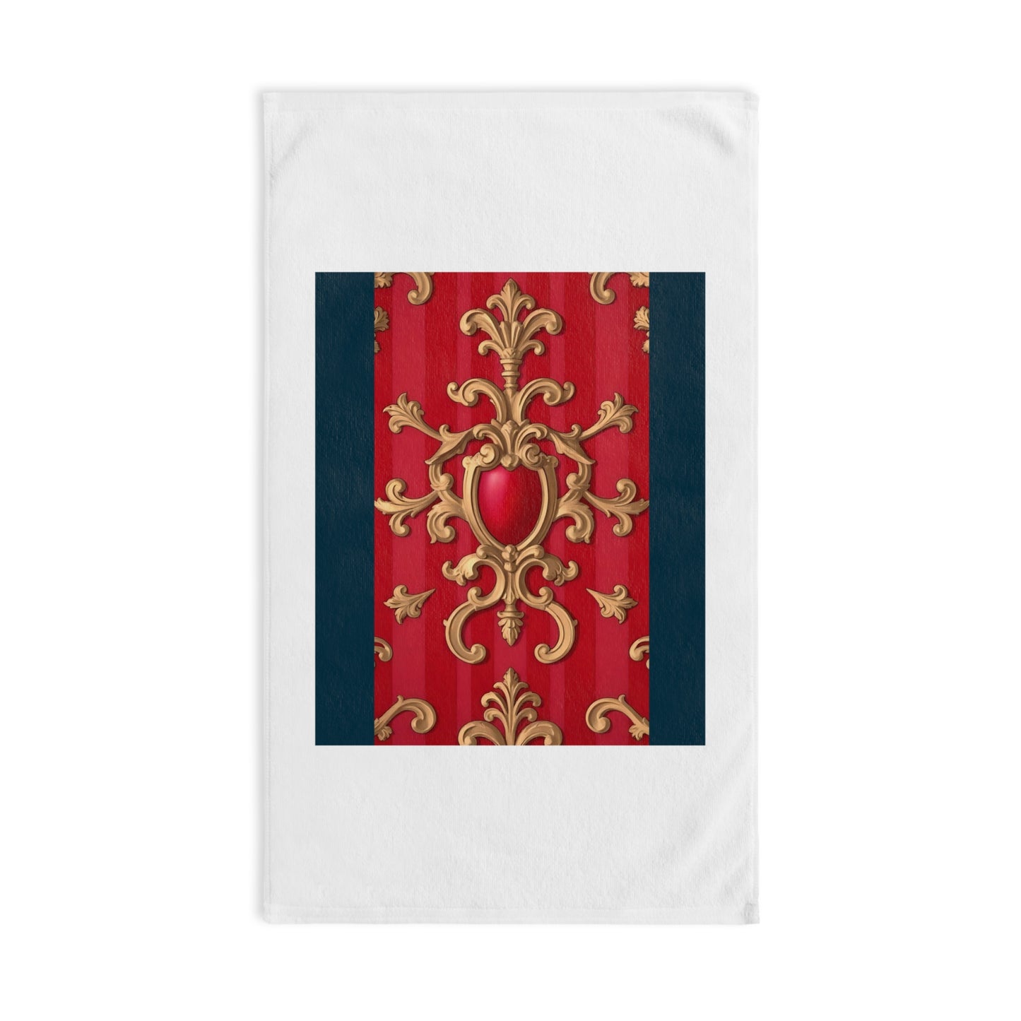 Elegant Decorative Hand Towel - Luxurious Home Accessory for Weddings, Holidays, Kitchen, Bathroom, Gift for Her - Blue, Red & White Striped Baroque