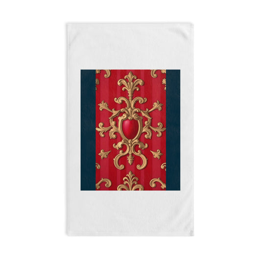 Elegant Decorative Hand Towel - Luxurious Home Accessory for Weddings, Holidays, Kitchen, Bathroom, Gift for Her - Blue, Red & White Striped Baroque