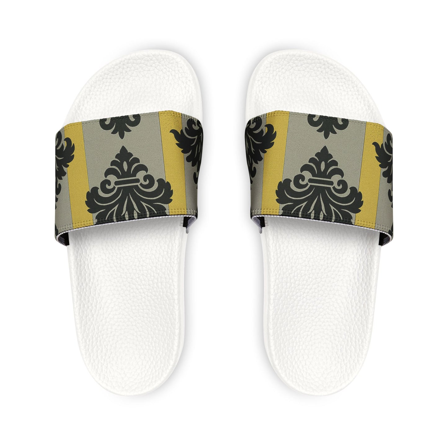 Stylish Women's Sandals: Chic Comfort for Every Occasion, Summer Shoes, Casual Footwear, Vacation Essentials - Silver & Gold Striped Black Baroque
