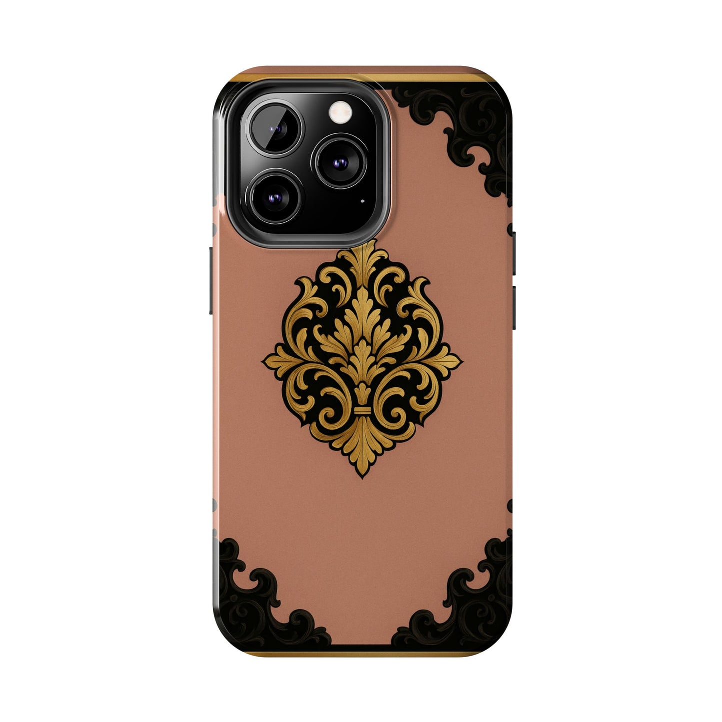 Mauve & Black-Gold Baroque Tough Phone Case — Ornate Protective iPhone Cover