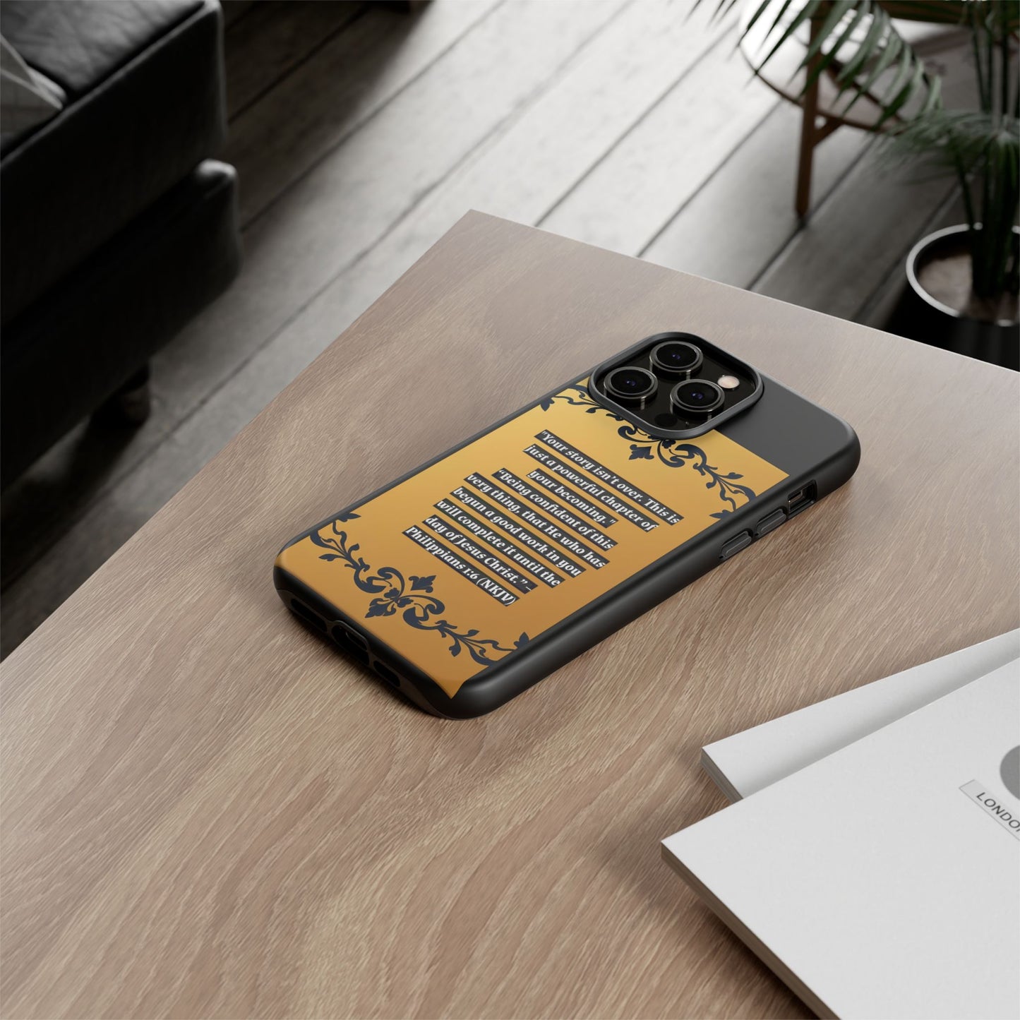 Elegant Floral Motif Phone Case - Tough Cases with Vintage Design - "Your story isn't over"