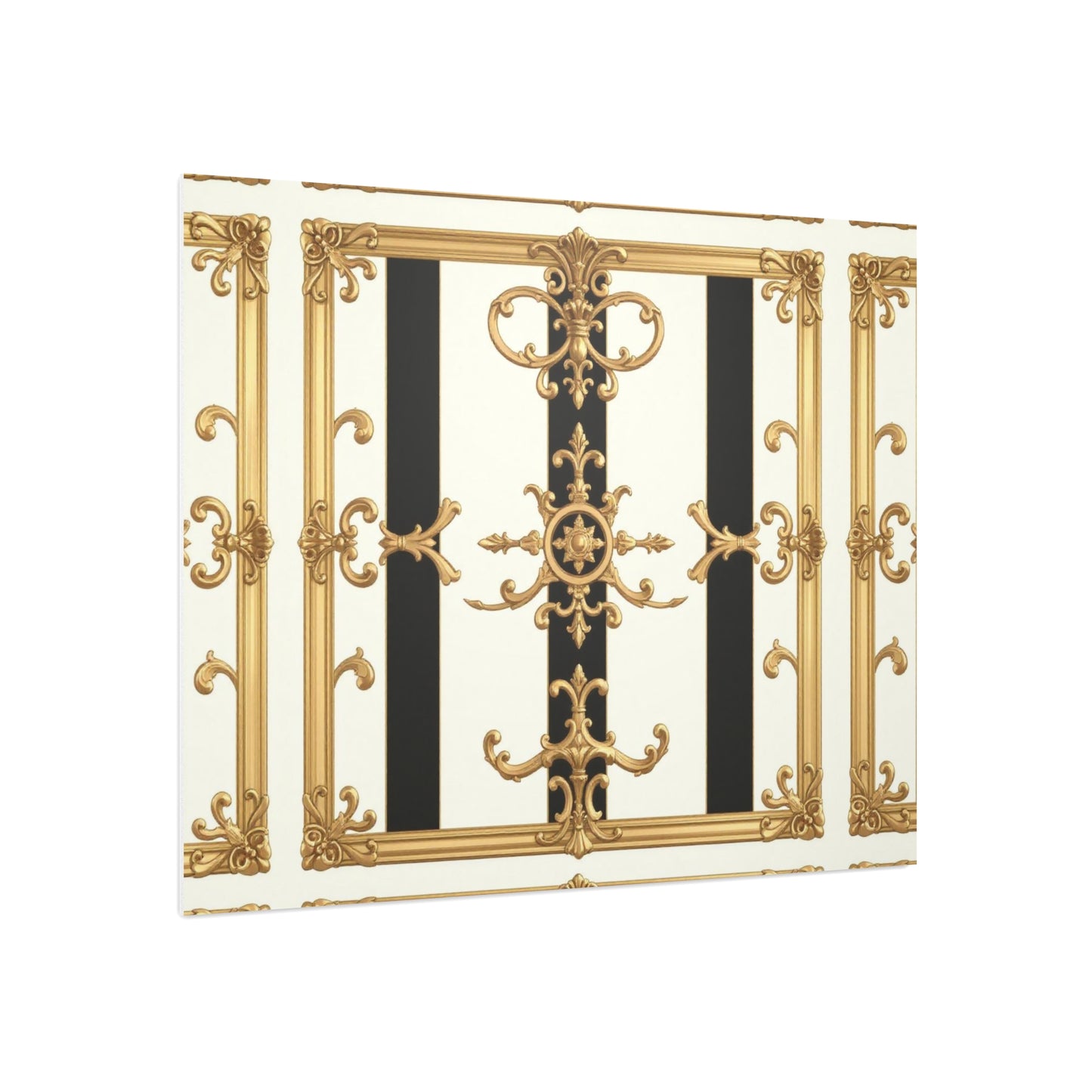 Elegant Foam Board Wall Art, Decorative Display, Home Decor, Office Decor, Visual Boards, Art Displays - Black & White Striped Gold Baroque