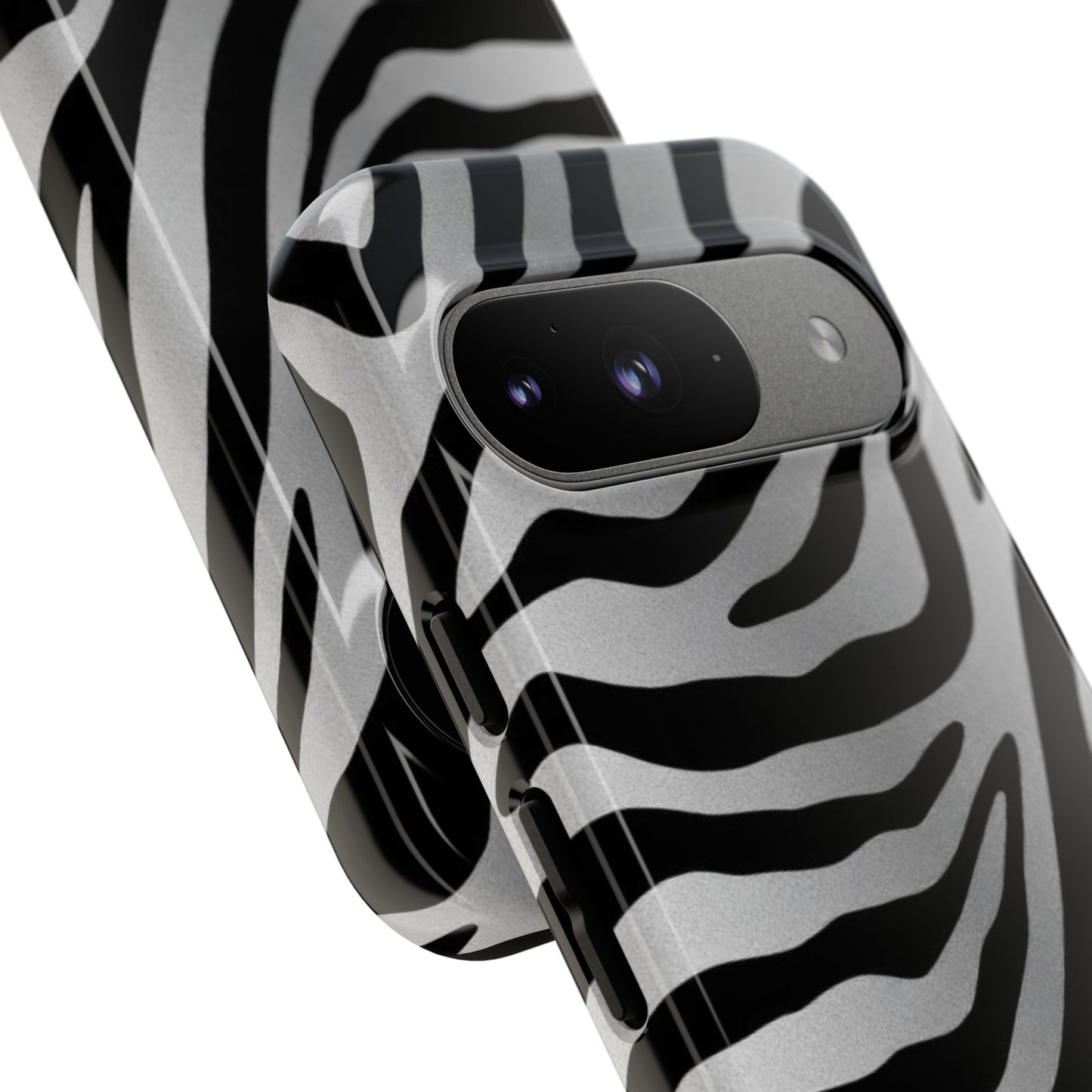 Zebra Print Tough Phone Case - Silver