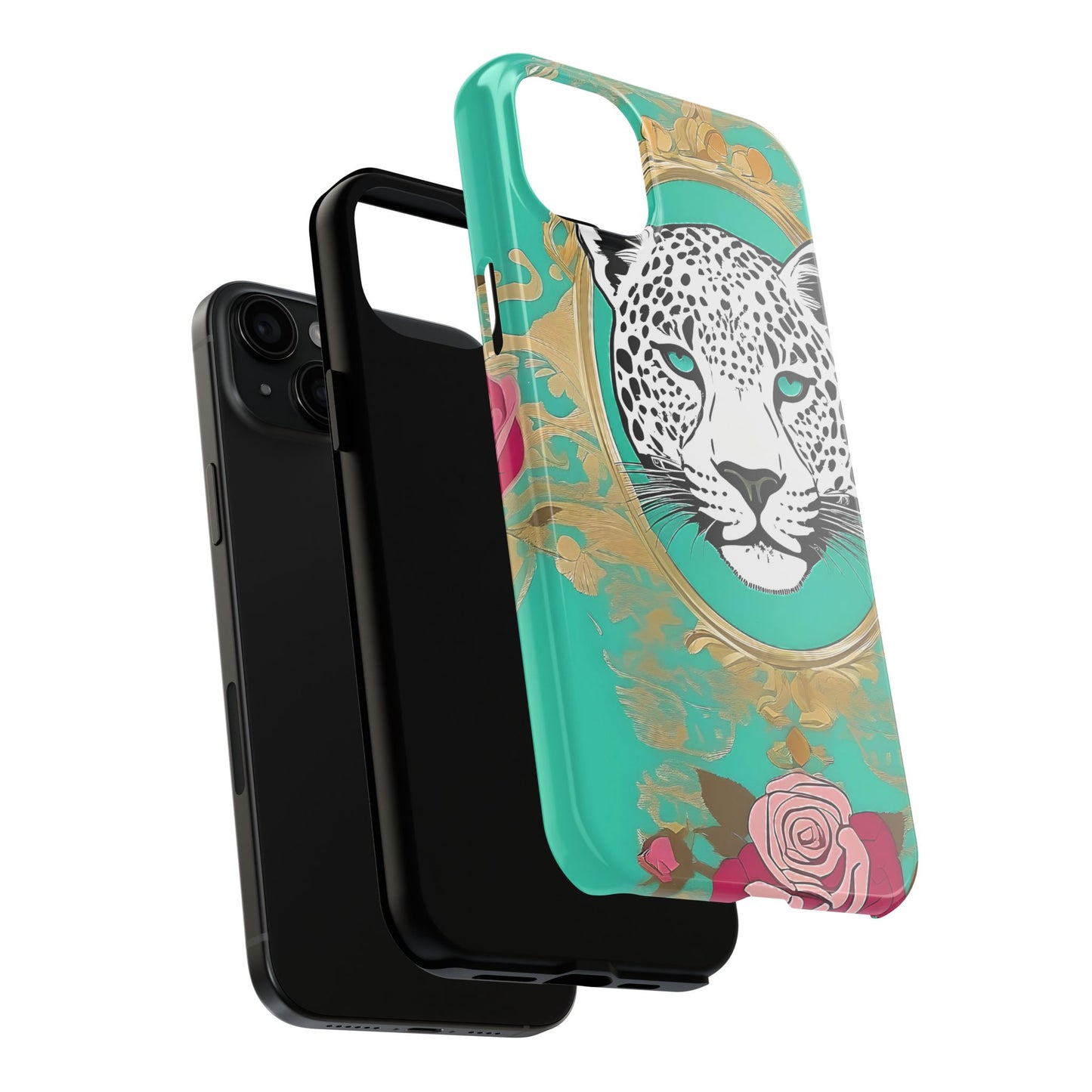 Leopard Tough Phone Case - Trendy Floral Design for Animal Lovers - Leopard & Rose