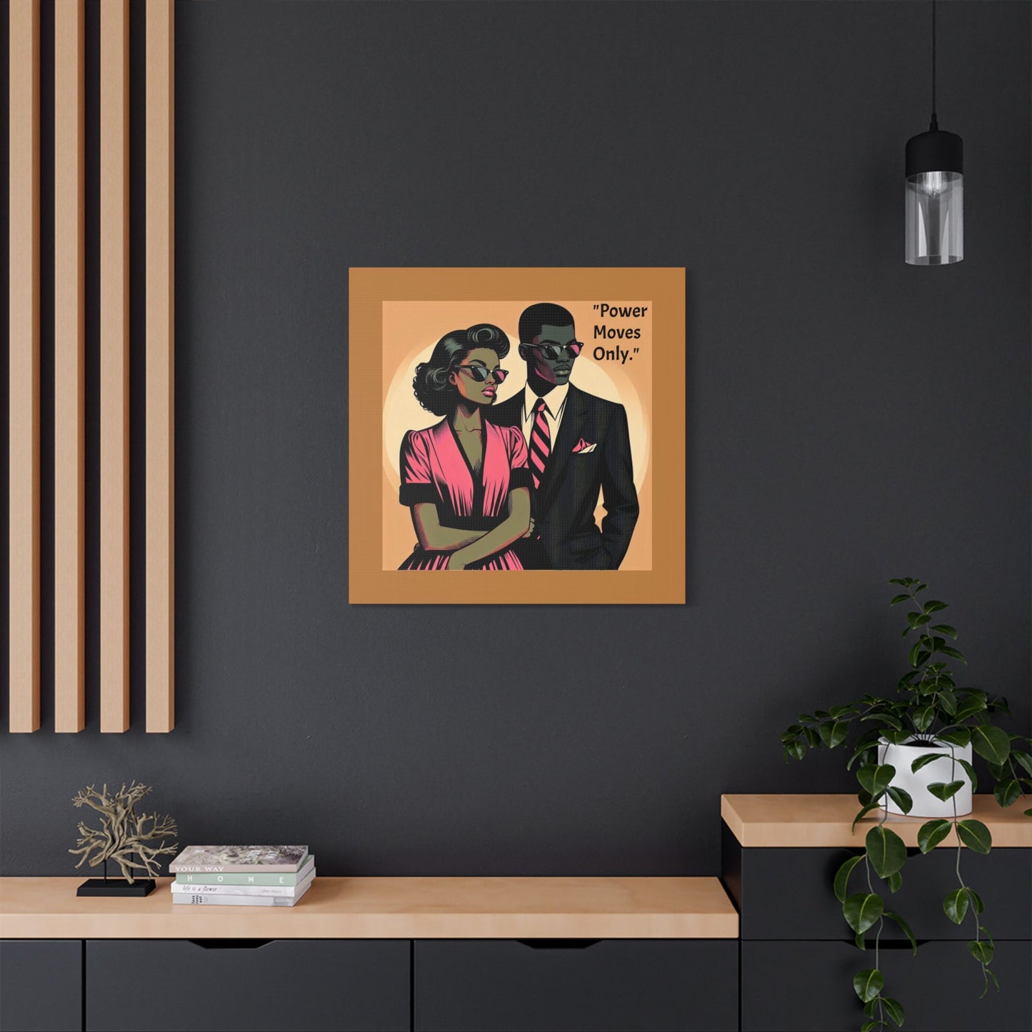 Afro Art Print Canvas, Wall Decor, Satin Stretched Canvas, African American Art, Office Decor, Home Decor - "Power Moves Only."