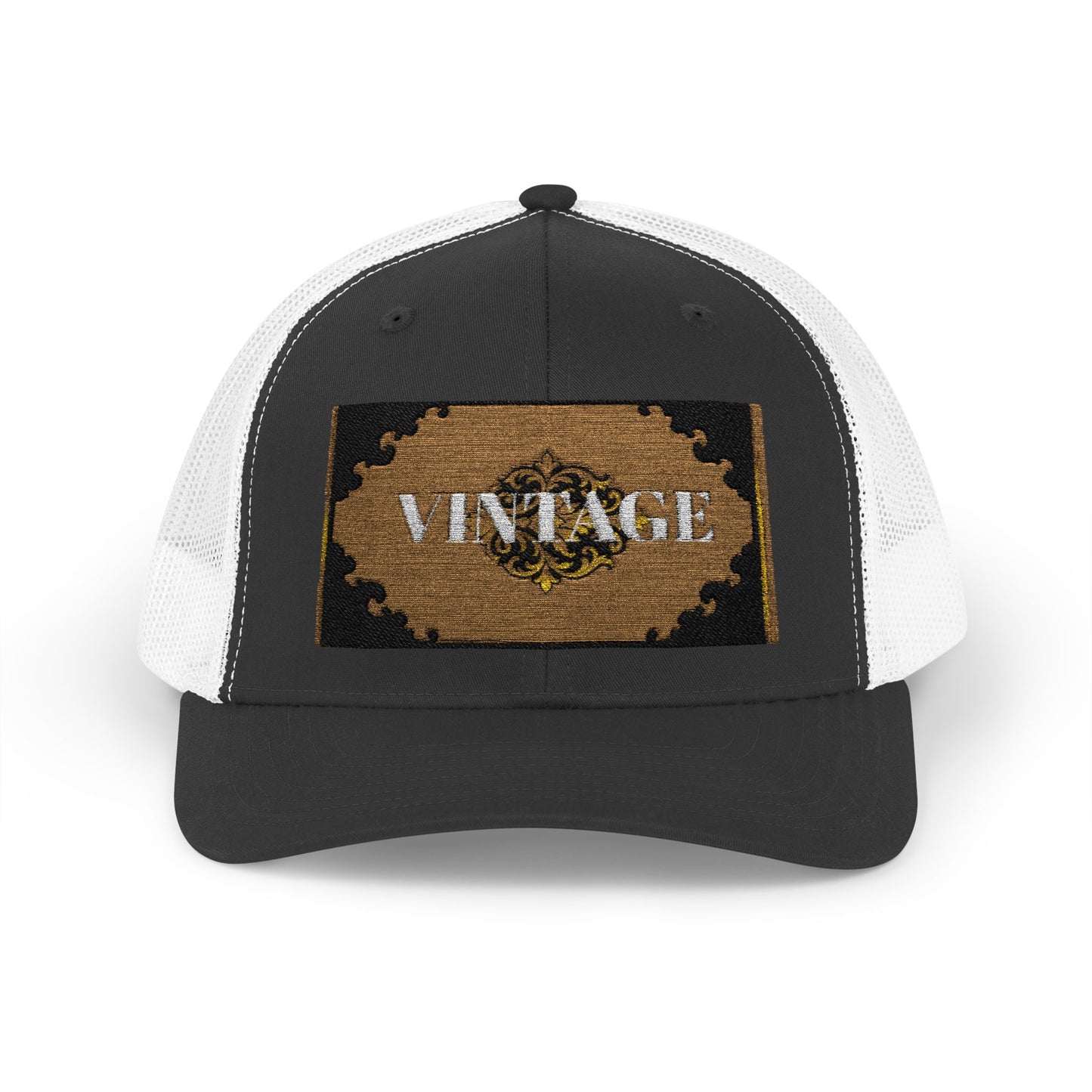 Mauve & Black-Gold Vintage Baroque Patch Trucker Cap
