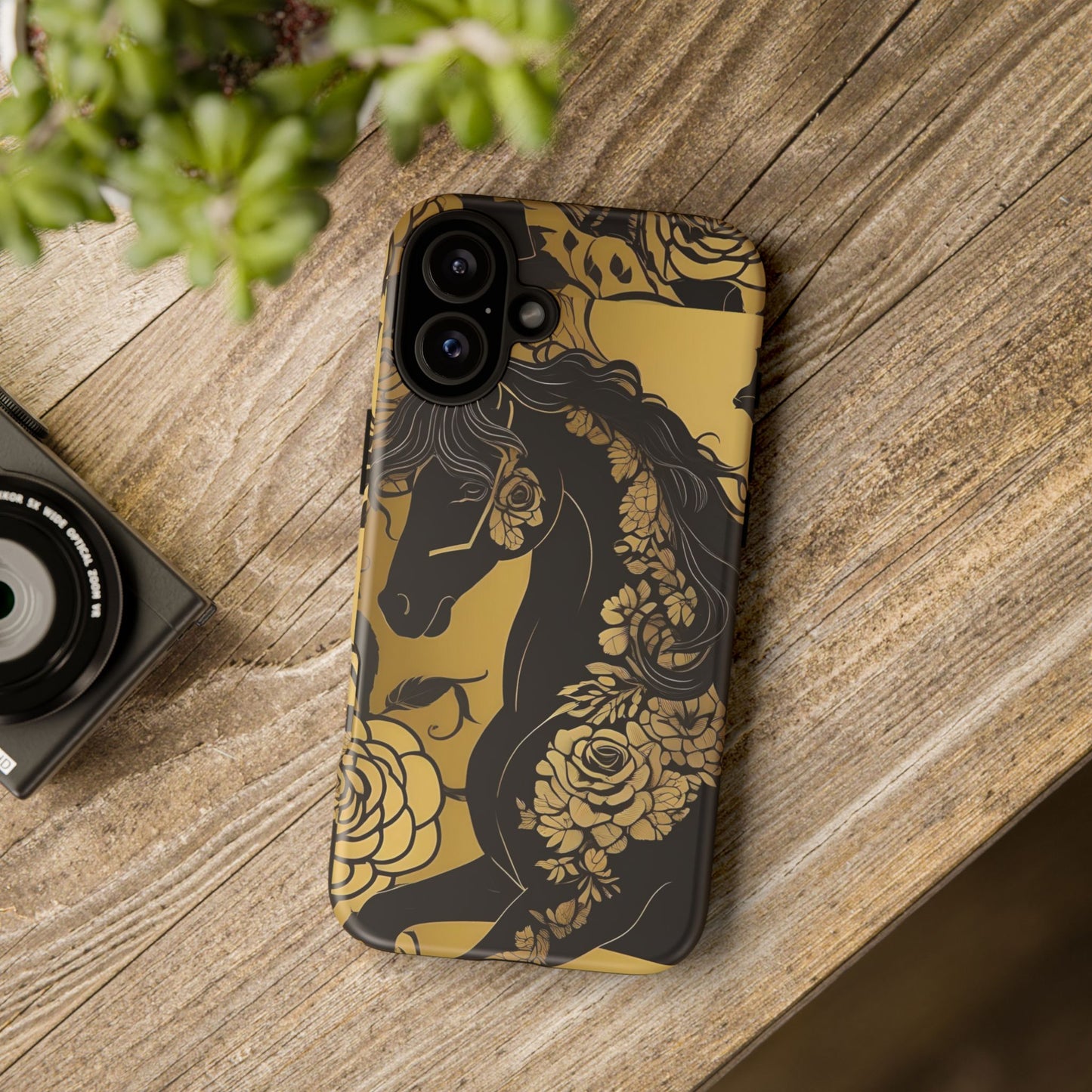 Phone Case - Elegant Horse & Roses Design