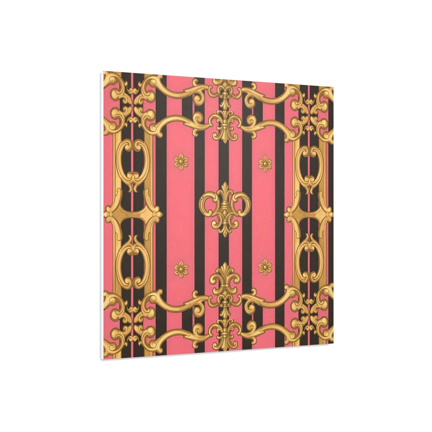Elegant Decorative Foam Board - Chic Wall Decor, Glam Home Art, Stylish Backdrop, Gift for Her - Pink & Black Striped Gold Baroque