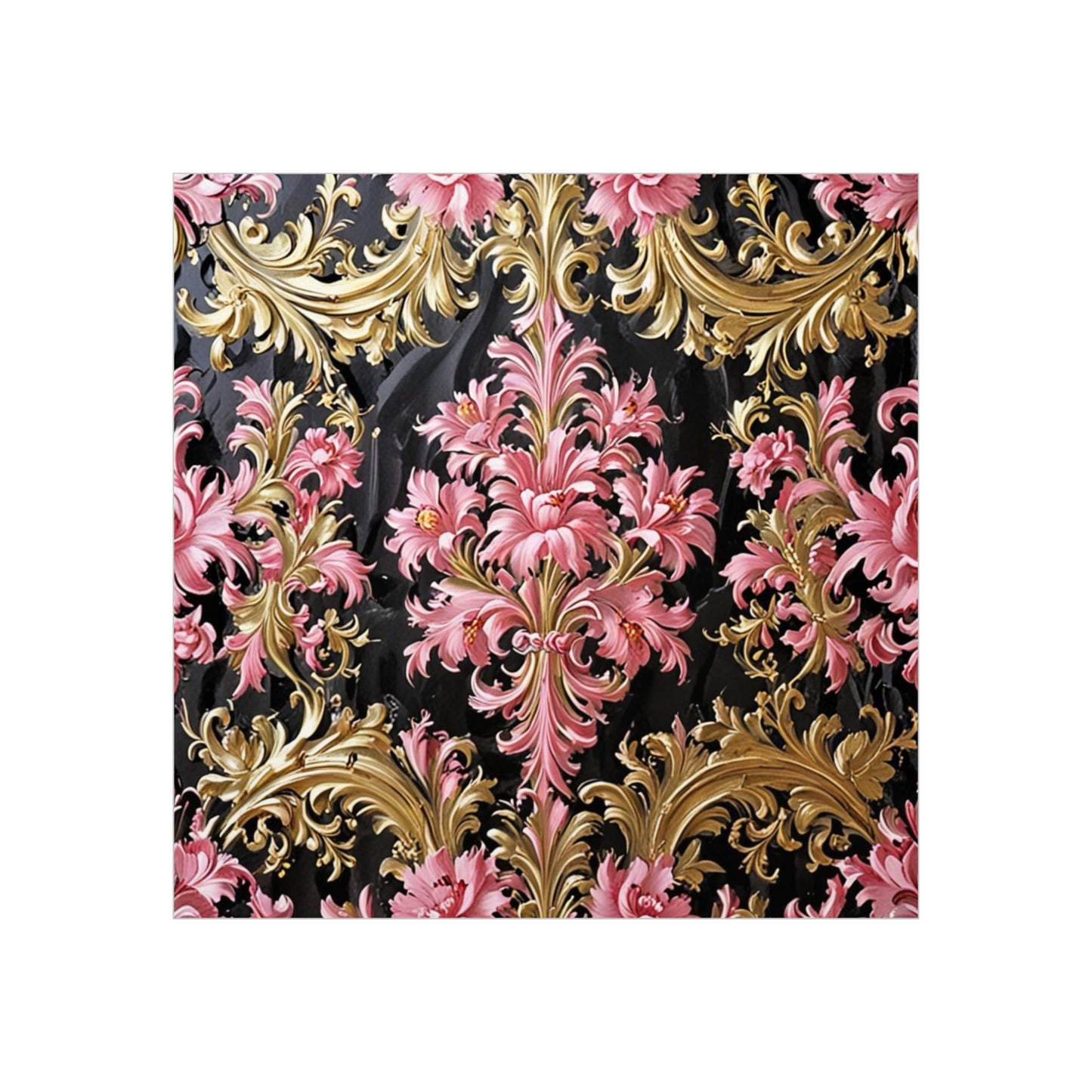 Elegant Floral Foam Board | Decorative Wall Art, Home Decor, Wedding Decor, Party Backdrop - Black & Pink Oil Painting Style Rococo