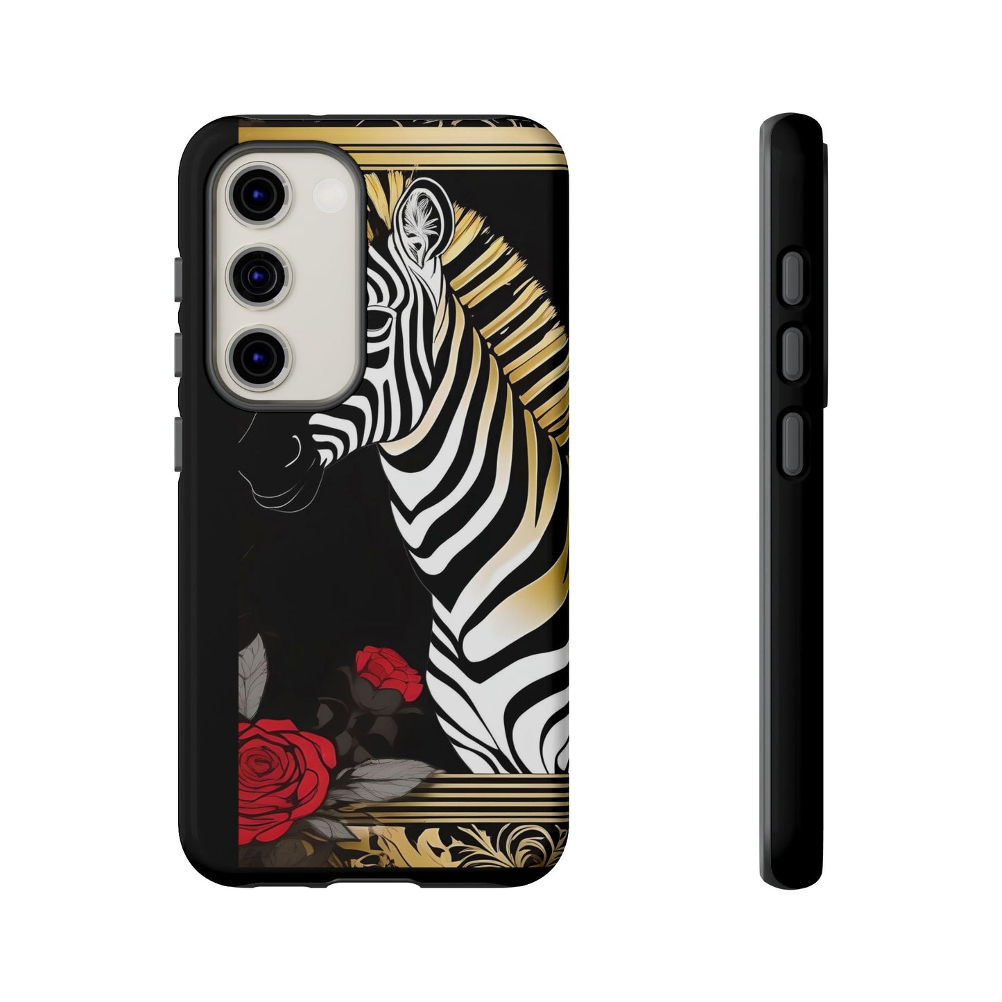 Phone Case - Elegant Zebra & Roses Design