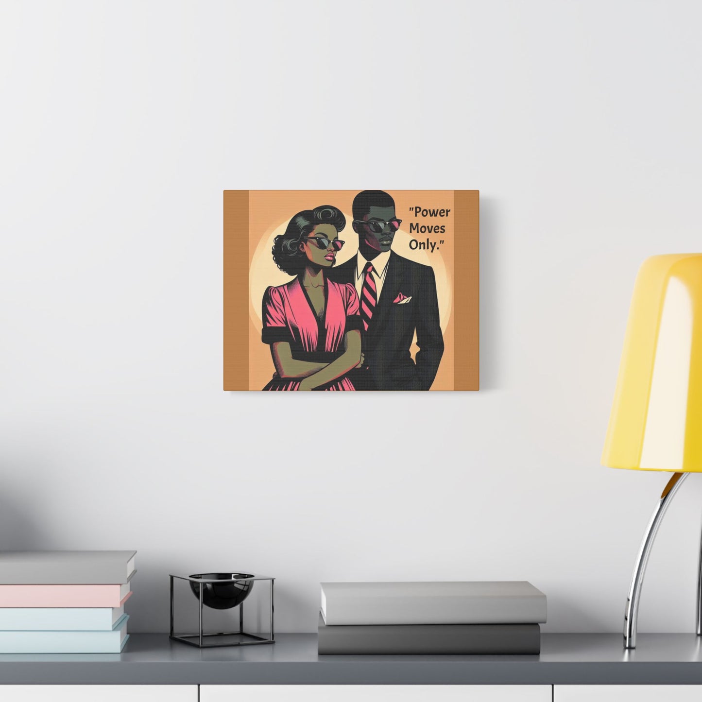 Afro Art Print Canvas, Wall Decor, Satin Stretched Canvas, African American Art, Office Decor, Home Decor - "Power Moves Only."