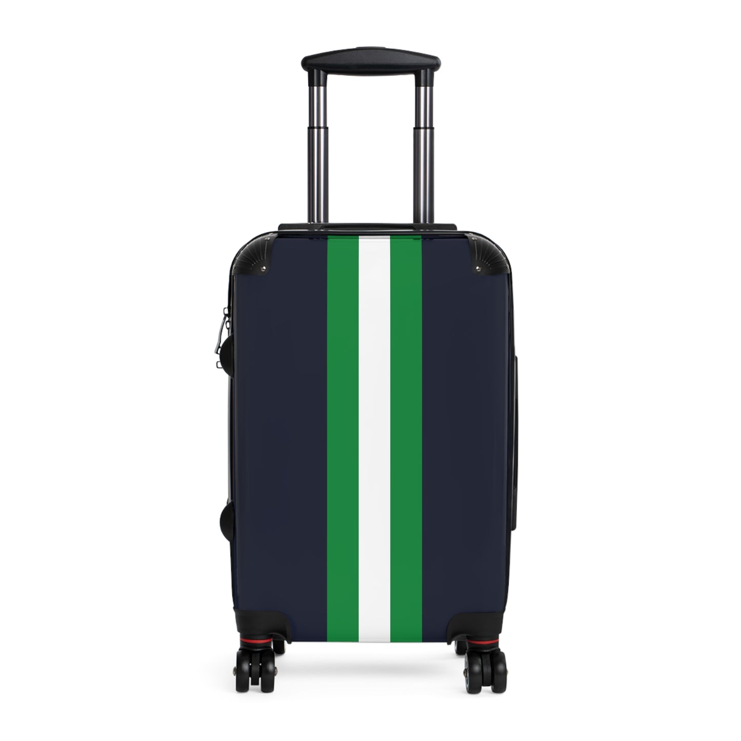 Lunar Midnight & Green-White Striped Stylish Carry-On Suitcase | Travel in Style, Lightweight Luggage, Gym Bag, Weekender Travel, Holiday Gift Idea