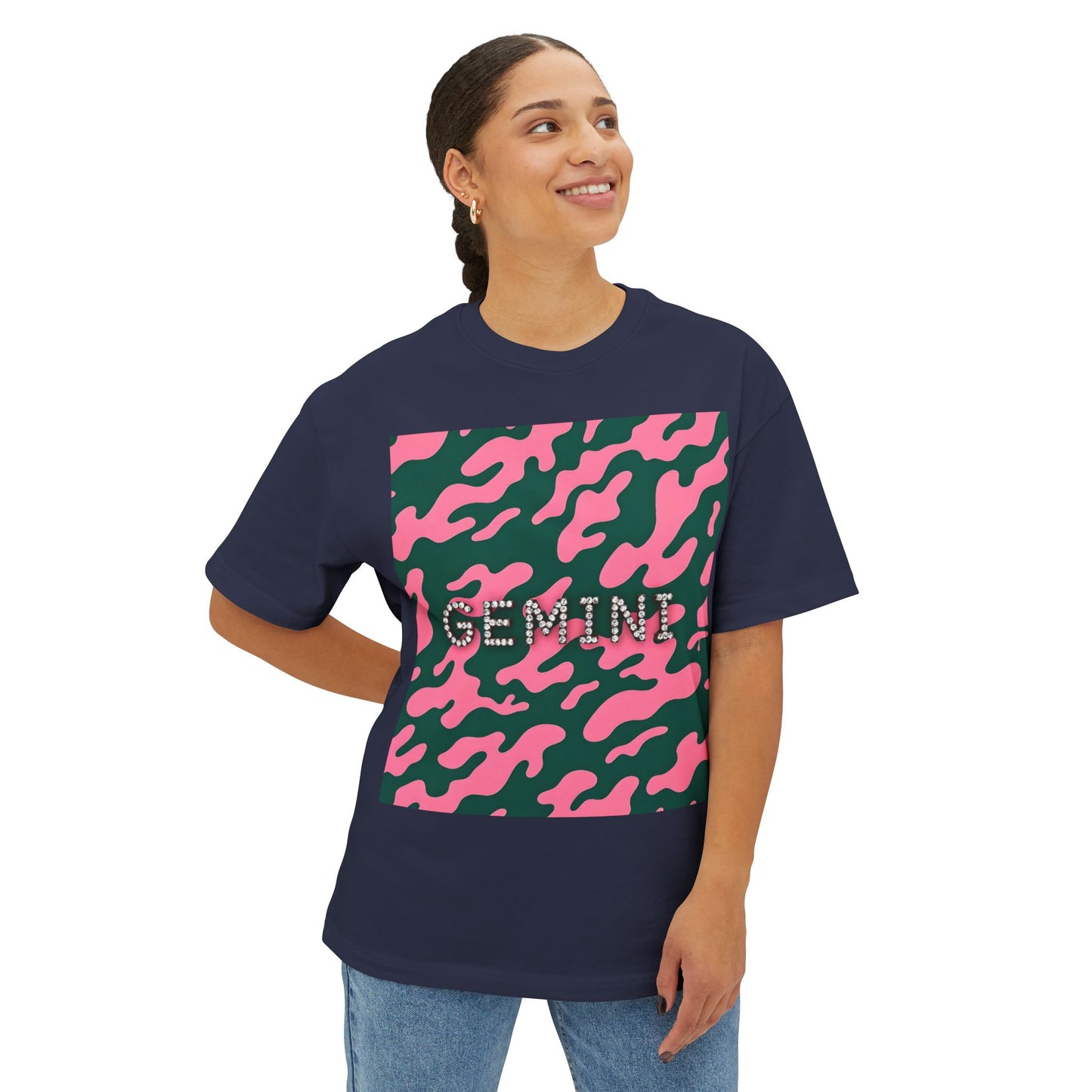 Gemini Camo Oversized Tee - Perfect for Astrology Lovers