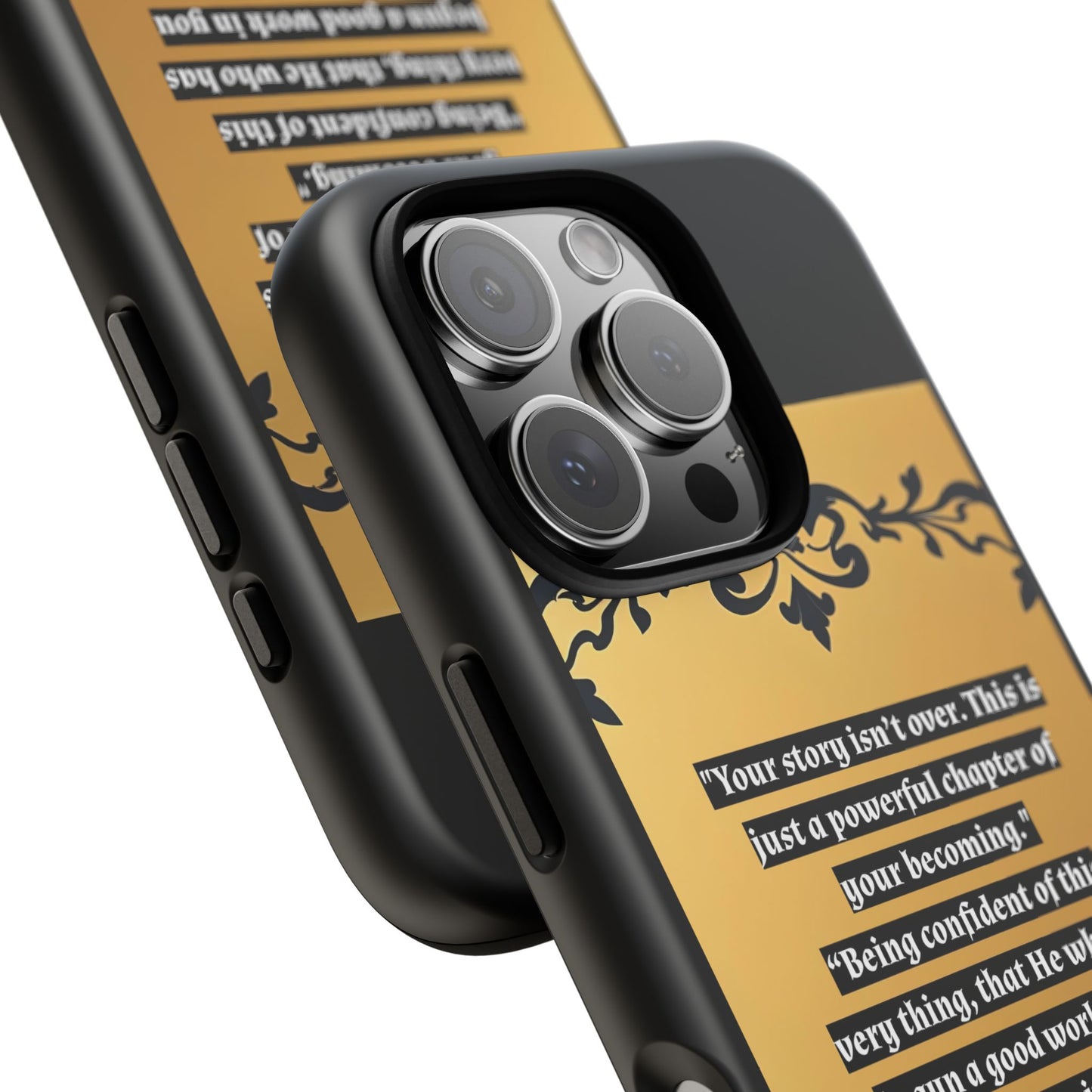 Elegant Floral Motif Phone Case - Tough Cases with Vintage Design - "Your story isn't over"