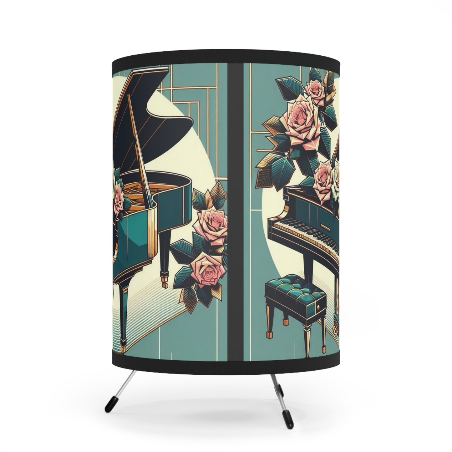 Elegant Piano Rose Tripod Lamp | High-Res Artistic Shade | Perfect for Home Decor