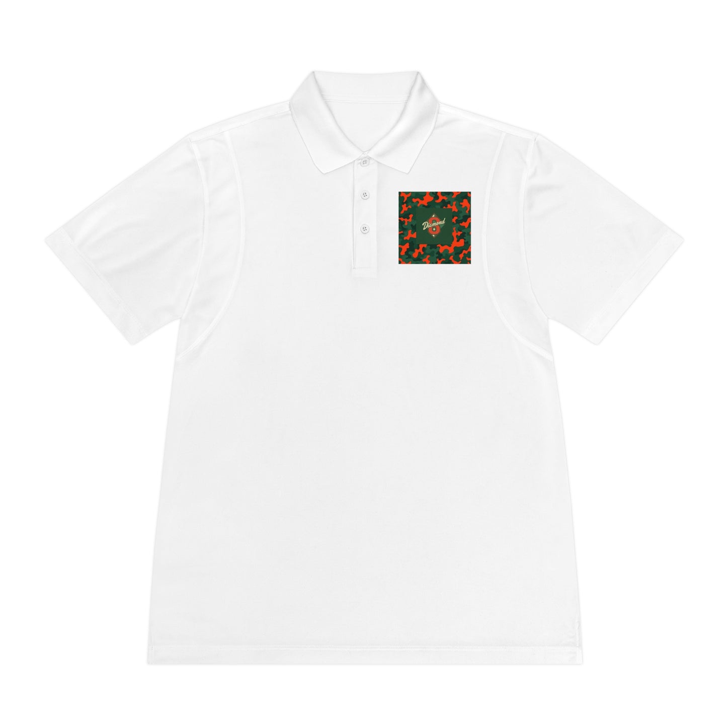 Men's Sport Polo Shirt, Casual Wear, Gym Shirt, Summer Outing, Gift for Dad, Outdoor Activities - Green & Orange Camo Diamond 8
