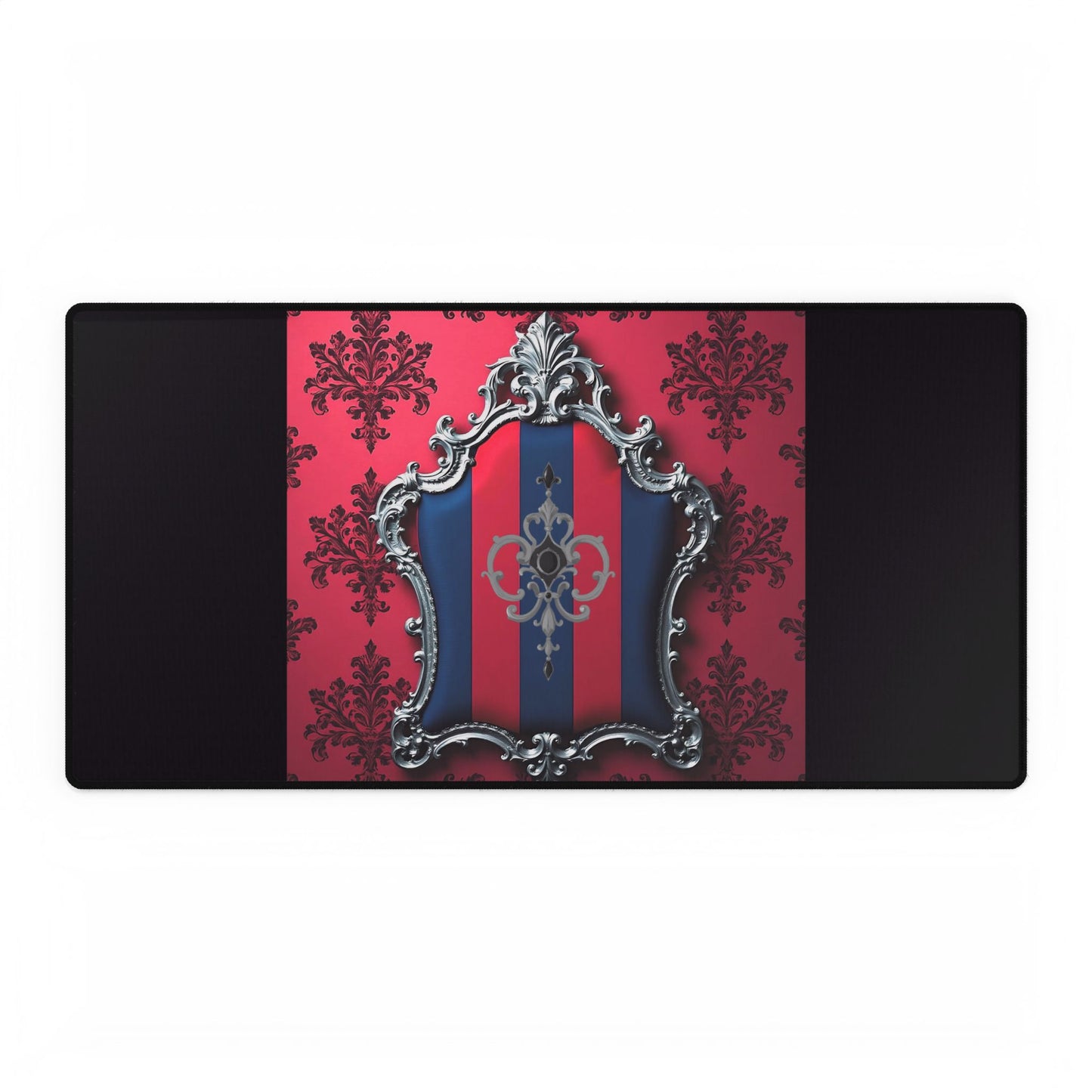 Elegant Desk Mats for Home Office, Stylish Desk Accessories, Gift for Her, Desk Decor, Functional Office Mat - Blue & Red Striped Silver Crest