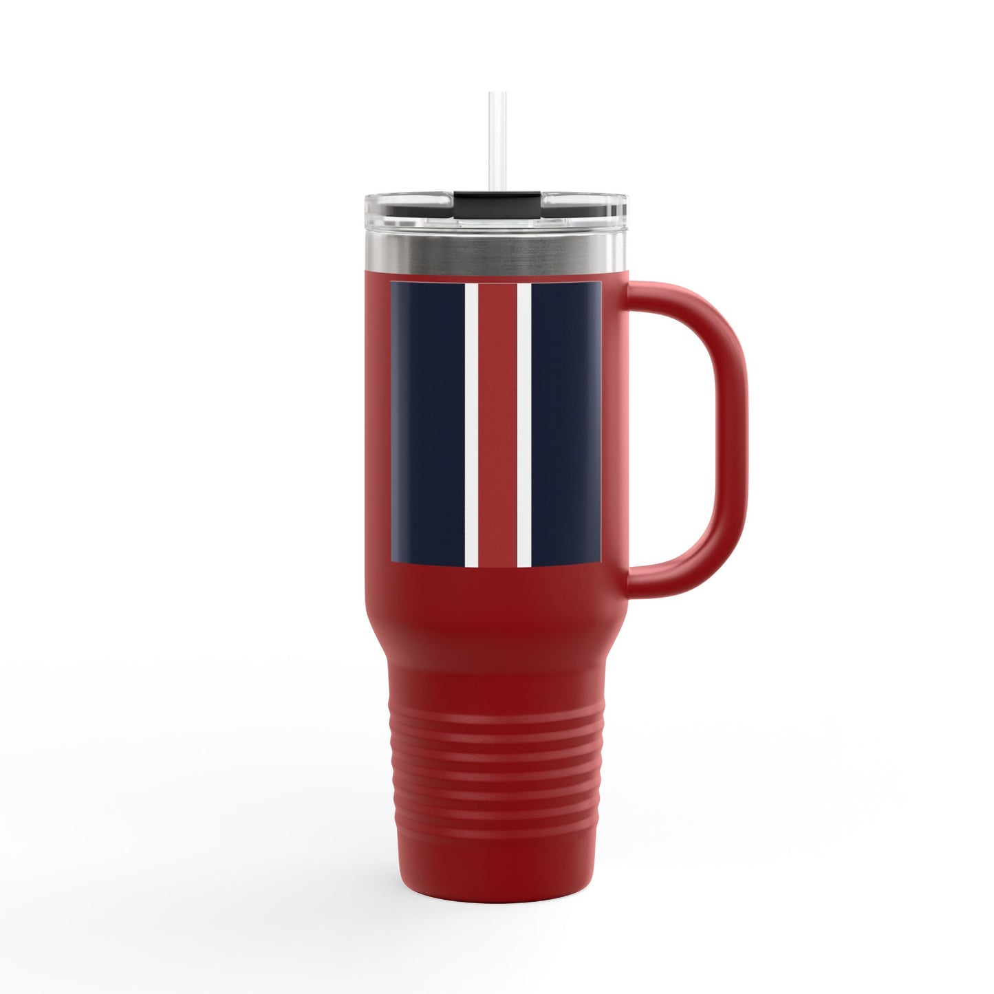 Lunar Midnight & Red-White Striped Stylish Insulated Travel Mug - Perfect for Adventure Seekers | 40oz Hot & Cold Beverage Container