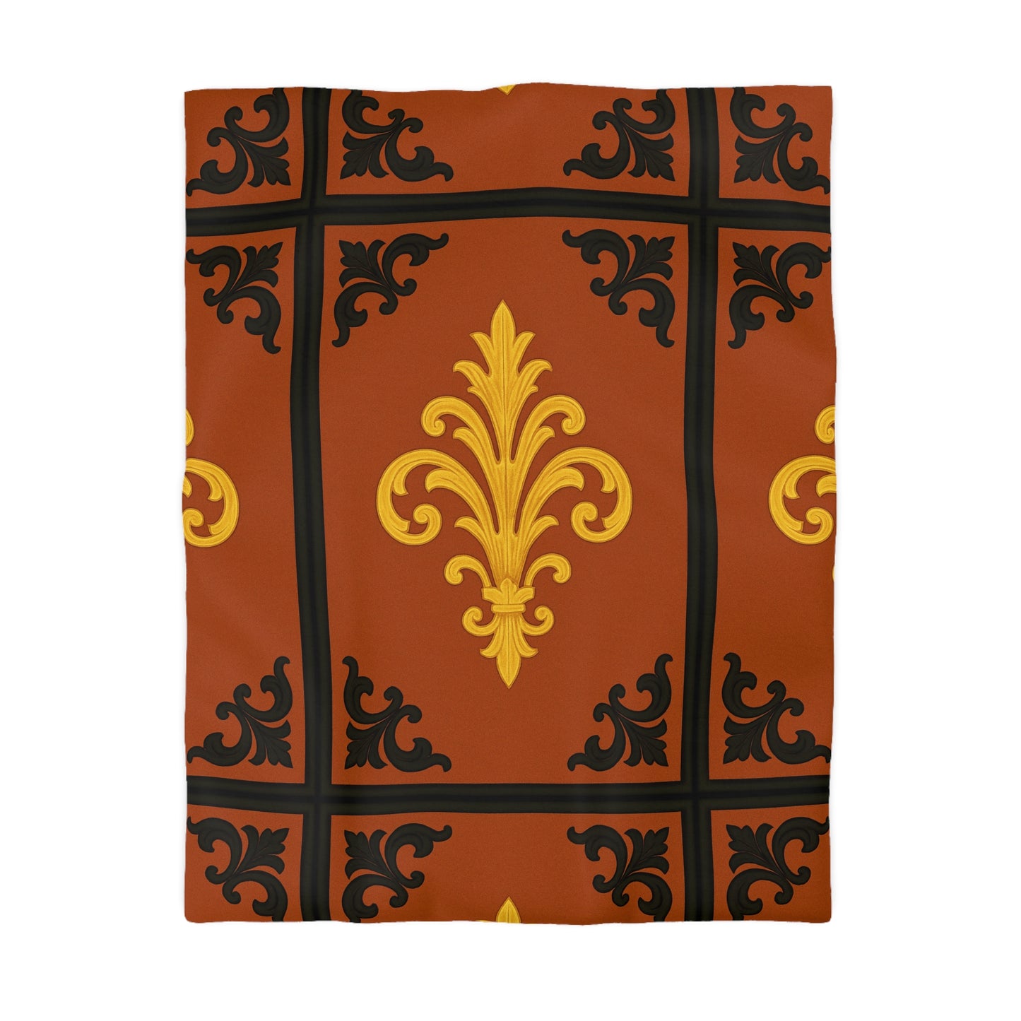 Dusk Terracotta Baroque Duvet Cover — Dusk Terracotta & Gold Tile Pattern