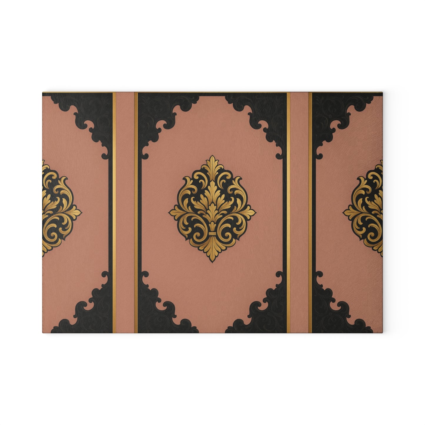 Mauve & Black-Gold Baroque Elegant Glass Cutting Board with Ornate Design, Kitchen Decor, Gift for Home Chef, Wedding Registry, Housewarming Gift