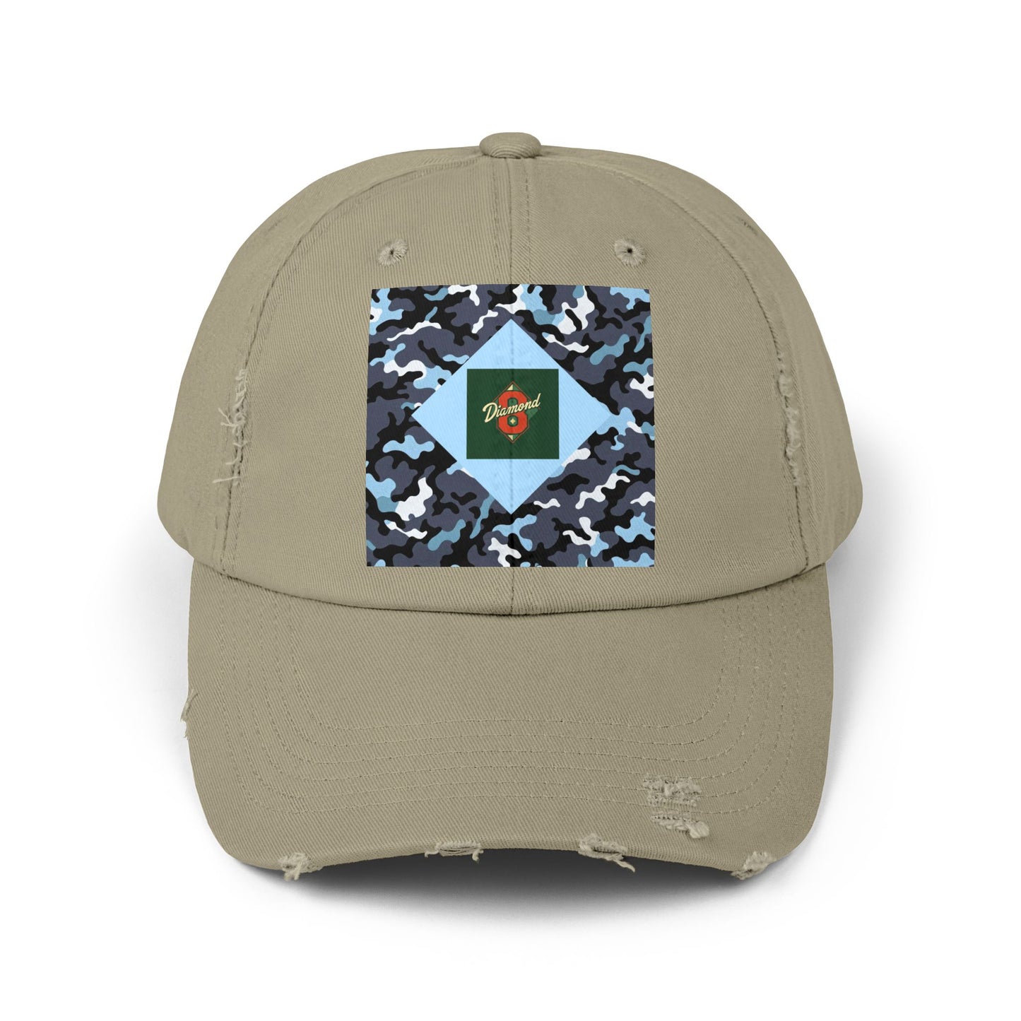 Camouflage Distressed Cap, Casual Hat, Outdoor Gear, Trendy Accessories, Gift for Him/Her - Diamond 8