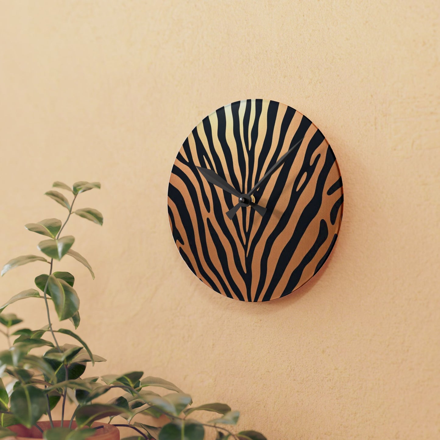 Stylish Zebra Print Acrylic Wall Clock - Modern Home Decor Accent