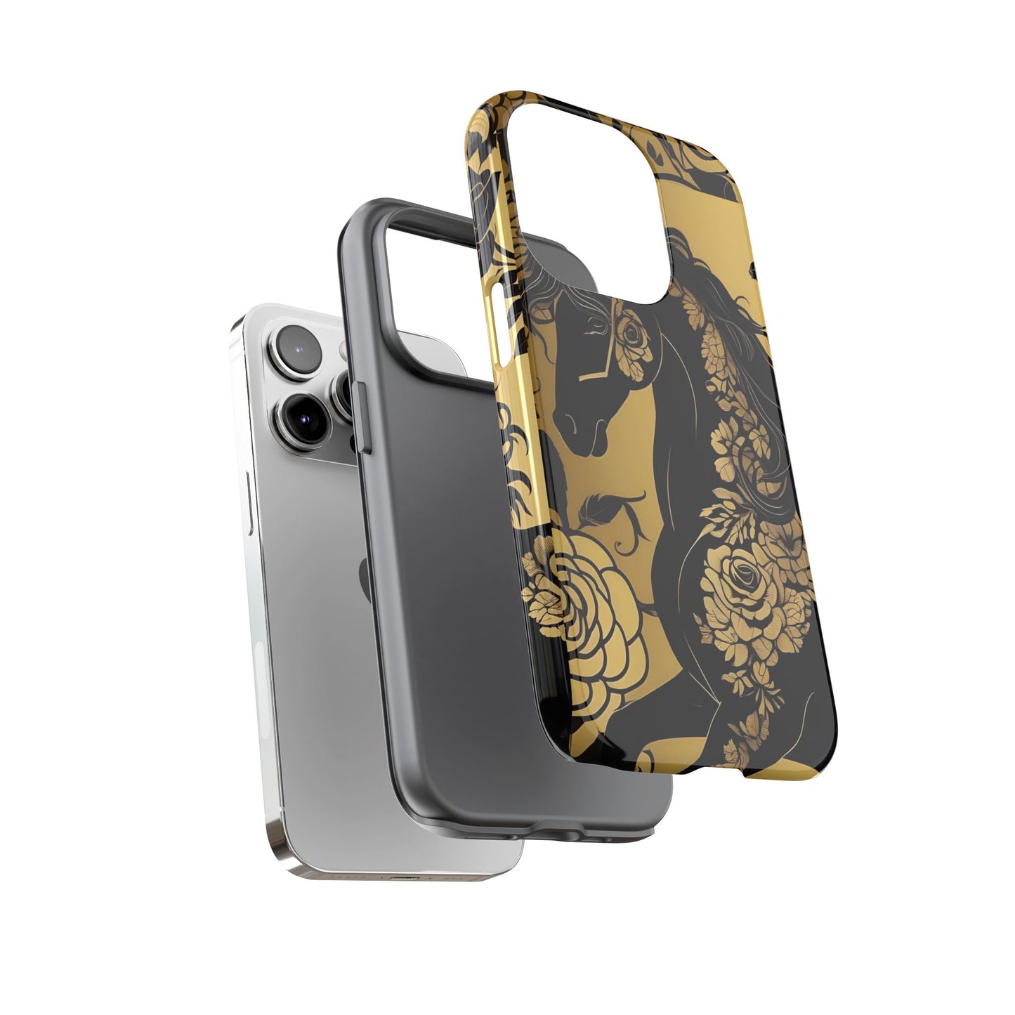 Phone Case - Elegant Horse & Roses Design