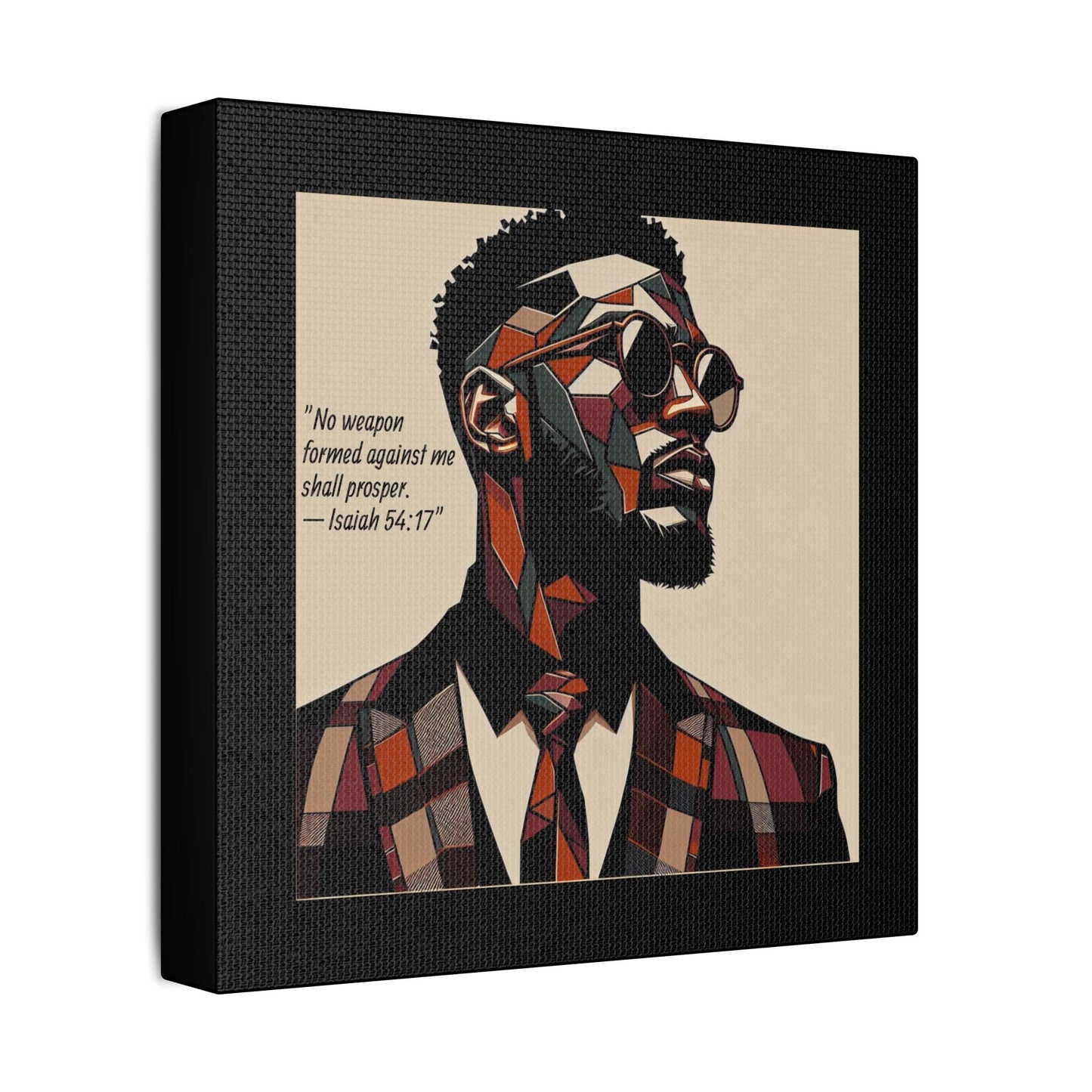 Afro Art Print Canvas, Wall Decor, Satin Stretched Canvas, African American Art, Office Decor, Home Decor - Isaiah 54:17