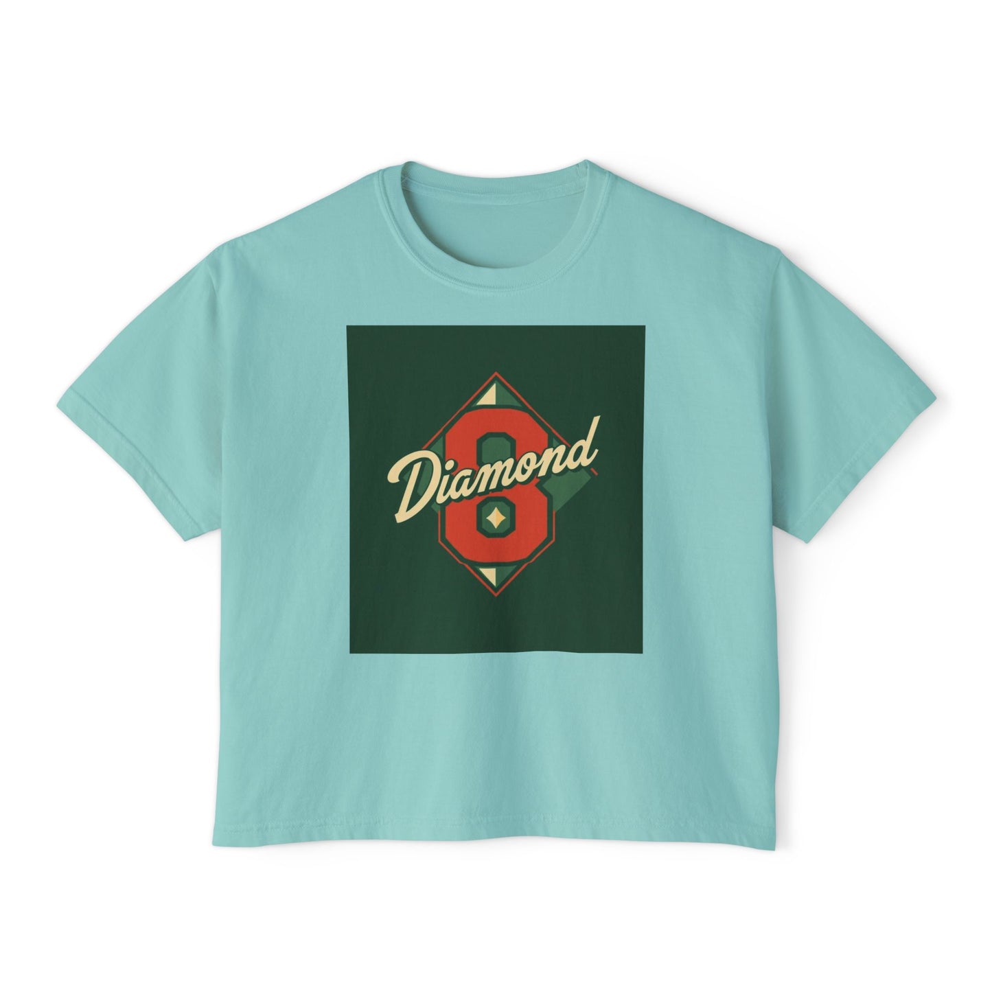 Stylish Women's Boxy Tee with Retro Diamond Design, Casual Fashion Top, Gift for Her, Summer Essential, Vintage Vibe - Diamond 8