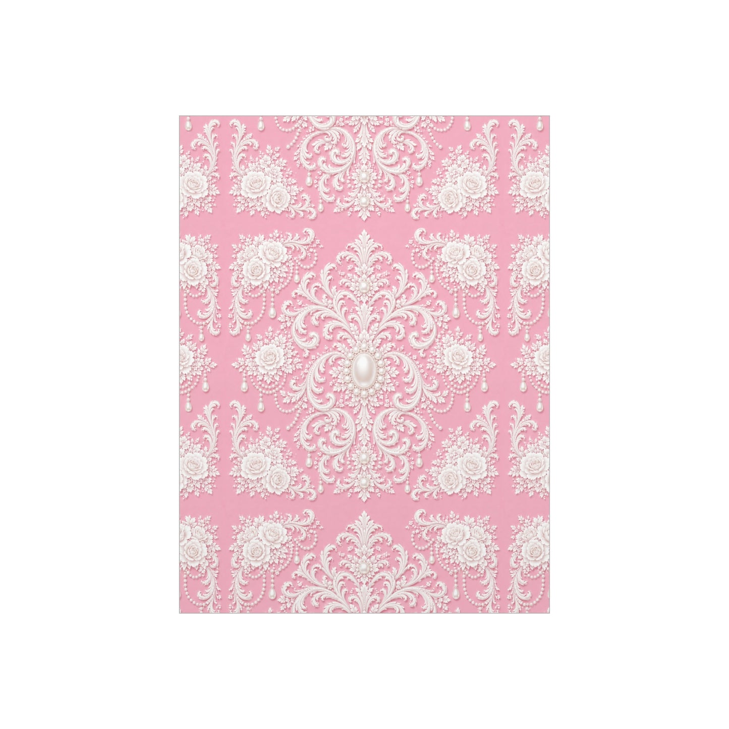 Pink Rococo Pearl Foam Board Wall Art — Elegant Vintage Floral Accent