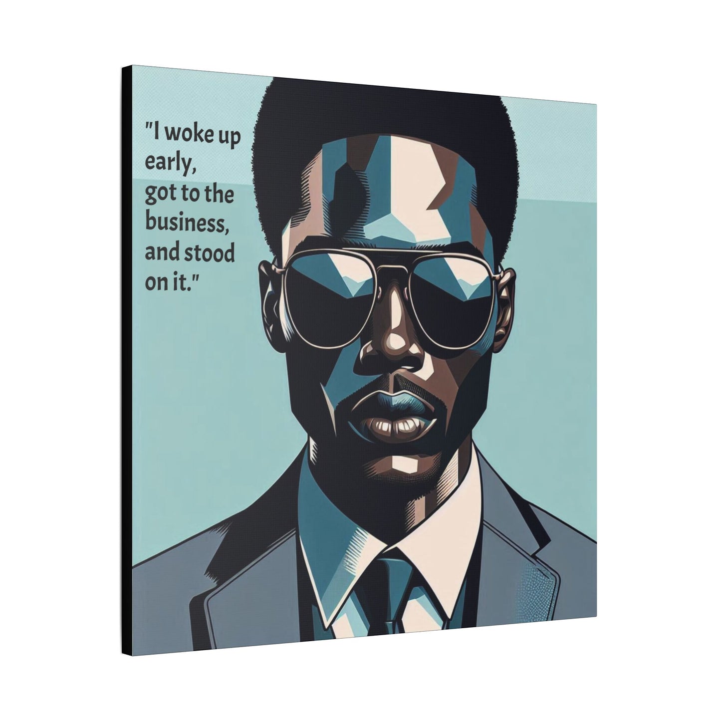 Afro Art Print Canvas, Wall Decor, Satin Stretched Canvas, African American Art, Office Decor, Home Decor - "I woke up early"
