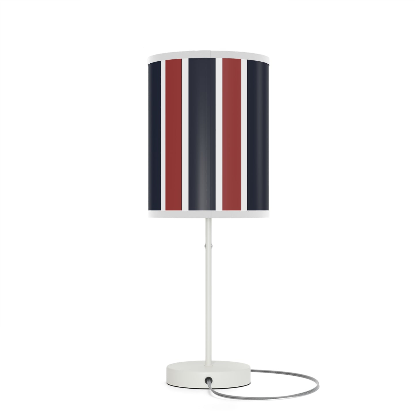 Lunar Midnight & Red-White Striped Stylish Table Lamp, Modern Home Decor, Bedroom Lighting, Unique Gift for Her, Desk Illumination