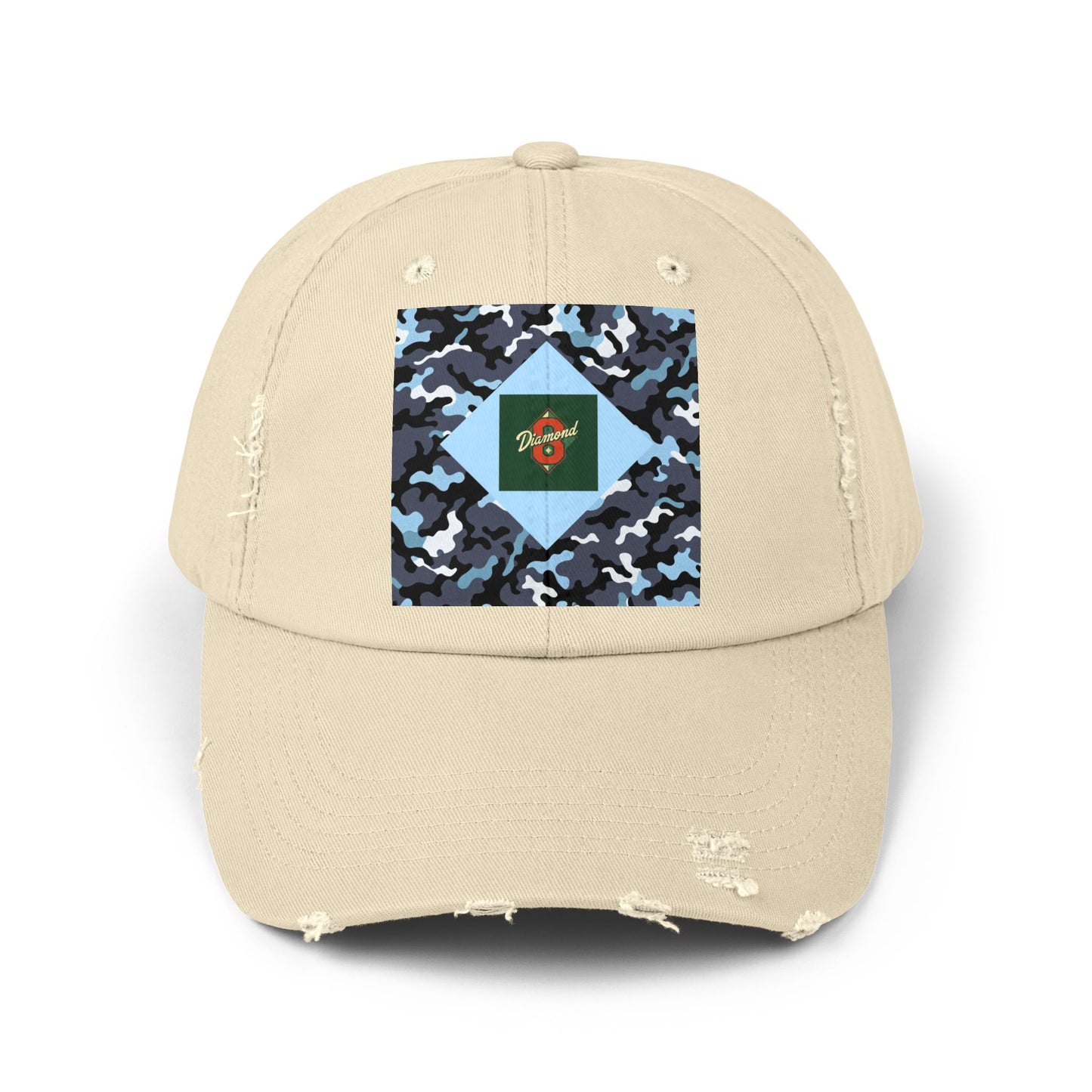 Camouflage Distressed Cap, Casual Hat, Outdoor Gear, Trendy Accessories, Gift for Him/Her - Diamond 8