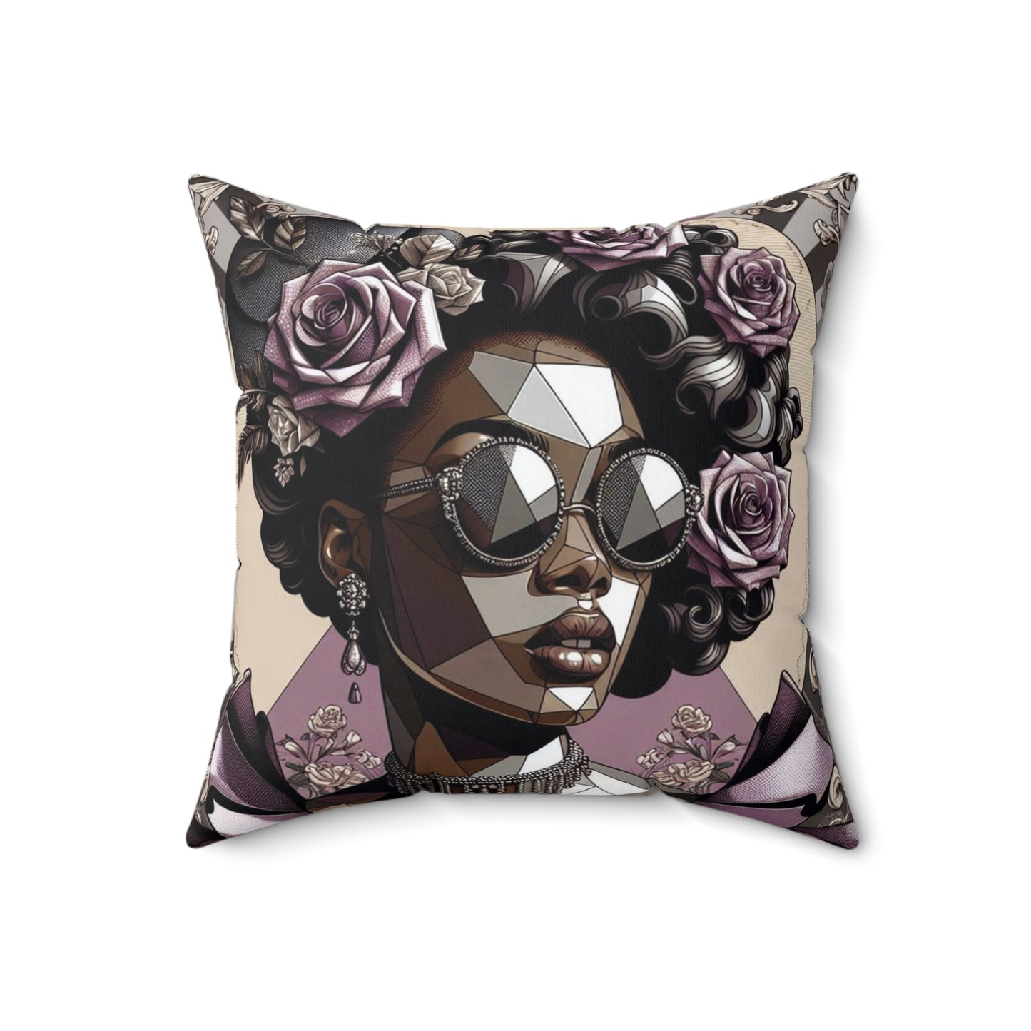 Chic Floral Square Pillow | Stylish Home Decor, Floral Accent Pillow, Modern Throw Cushion, Gift for Her - Lilac Baroque Lady