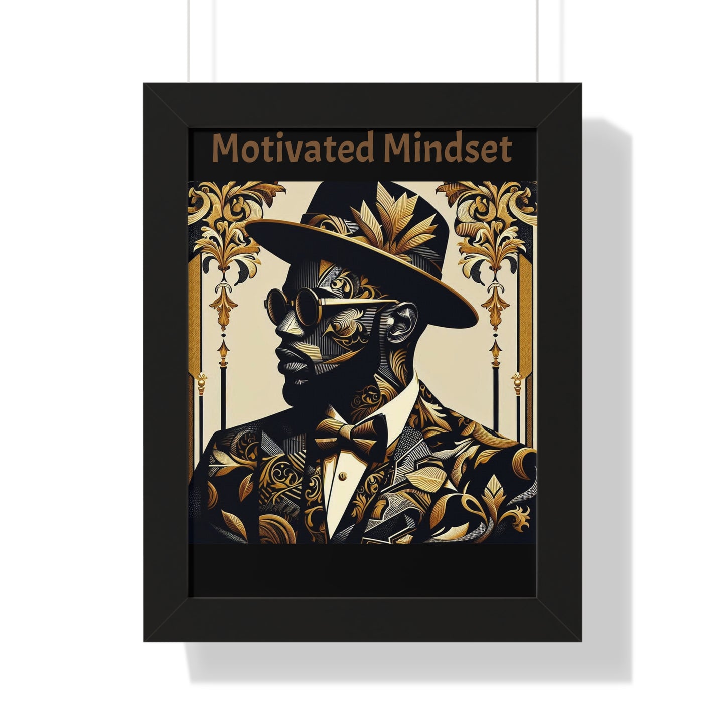 Motivated Mindset Framed Vertical Poster | Inspirational Wall Art, Office Decor, Motivational Gift, Home Decor, Black Art