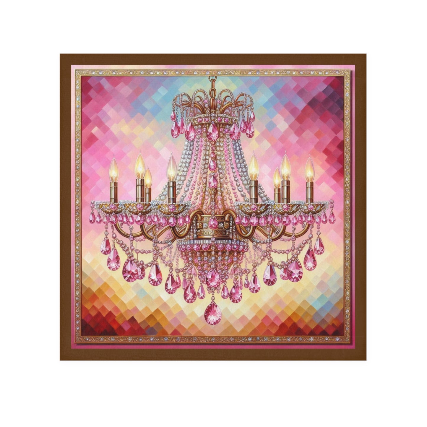 Chic Chandelier Face Towel - Luxurious Bath Accessory, Decorative Hand Towel, Elegant Home Décor, Perfect Gift for Her - Pink Jeweled Chandelier