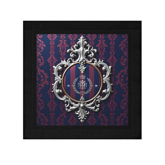 Elegant Decorative Face Towel, Luxury Bathroom Towel, Home Decor Towel, Gift for Her, Spa Towel, Vintage Style Towel - Blue & Plum Striped Silver Crest