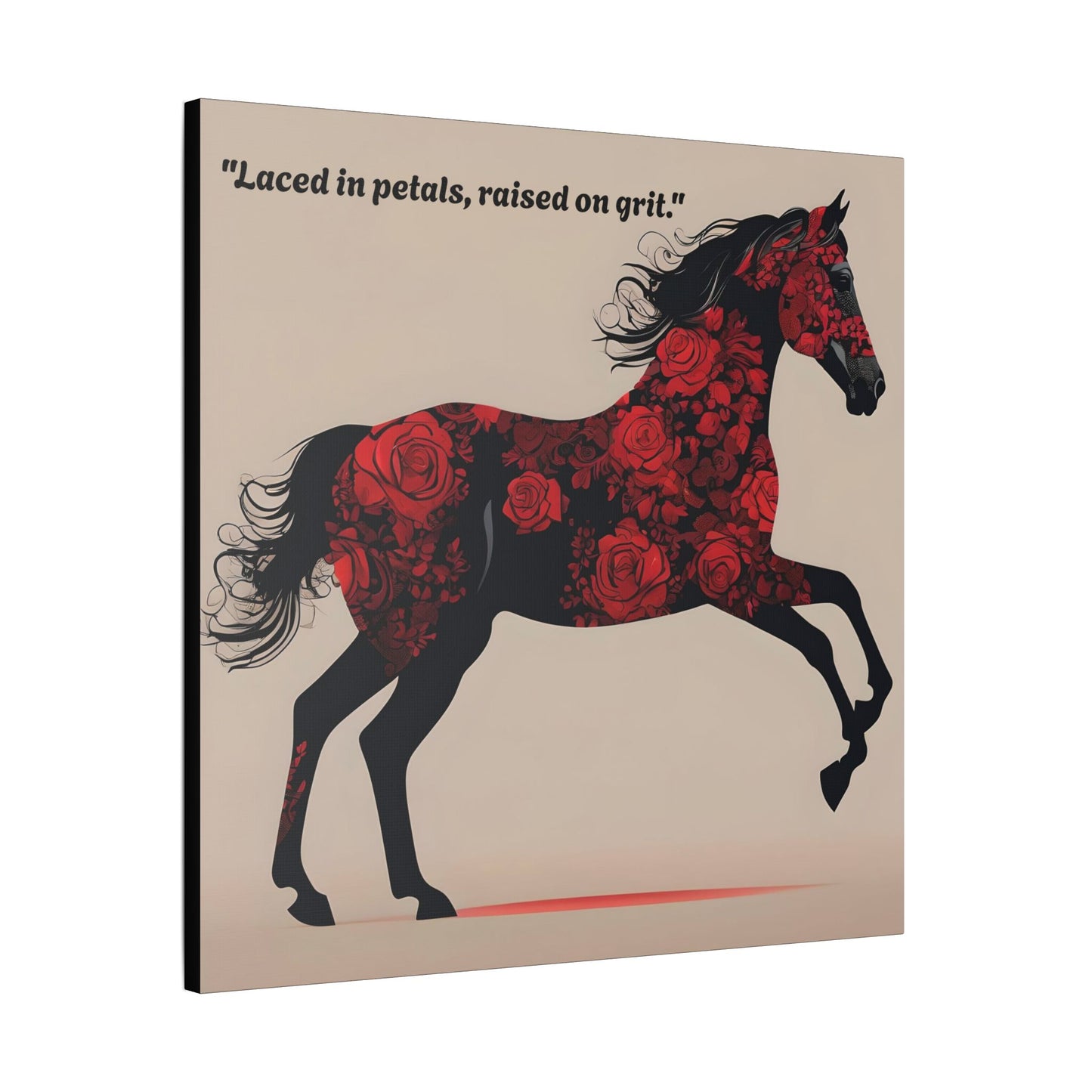 Art Print Canvas, Wall Decor, Satin Stretched Canvas, Equestrian Art, Office Decor, Home Decor - "Laced in petals"