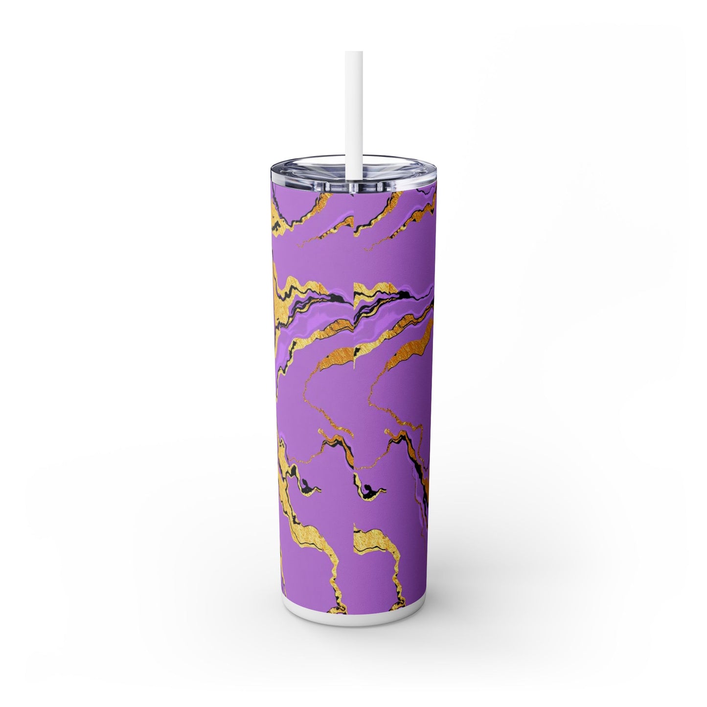 Stylish Marble Lavender Skinny Tumbler, 20oz - Trendy Drinkware for Home, Office, Travel, Gifts, Women, Fashionable Beverages