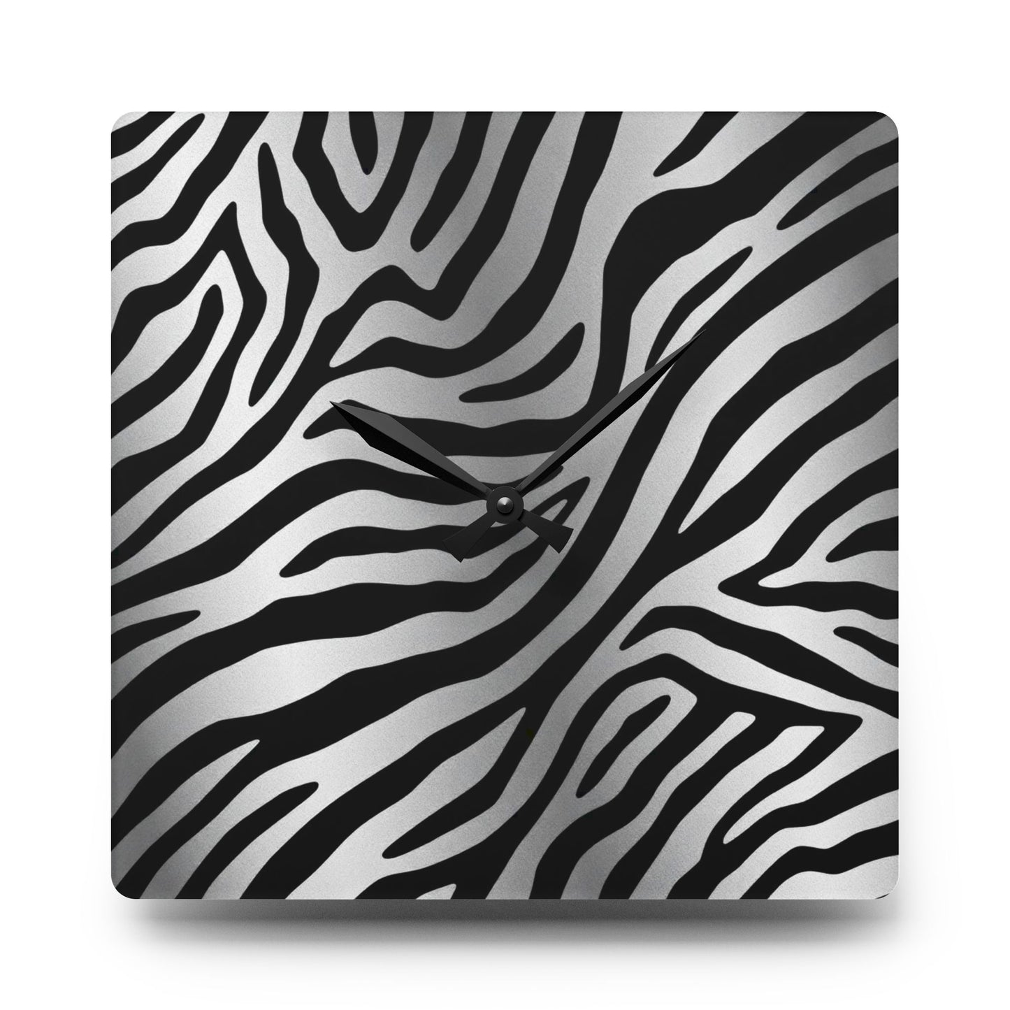 Stylish Zebra Print Acrylic Wall Clock - Modern Home Decor Accent - Silver