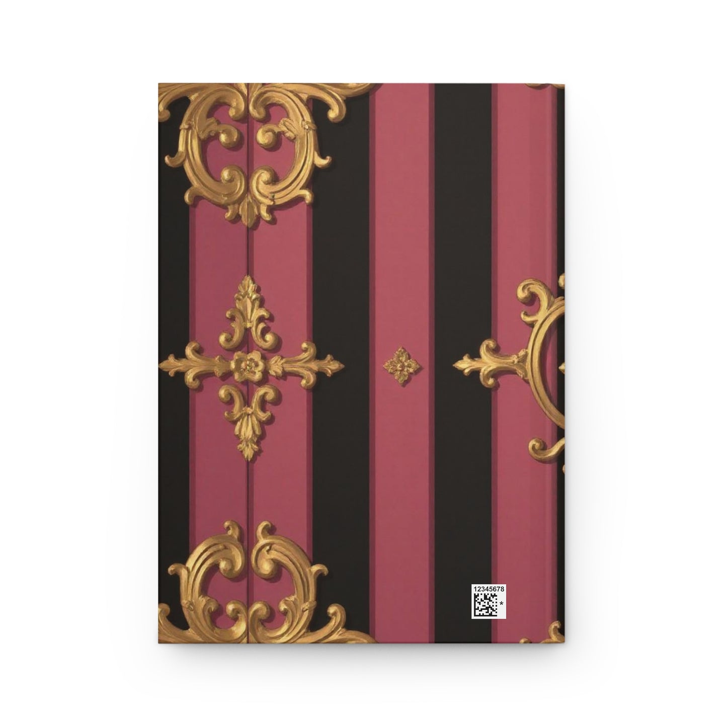 Elegant Black & Mauve Striped Gold Baroque Hardcover Journal, Sophisticated Writing Notebook, Gift for Writers, Art Lovers, Journaling, Notebooks