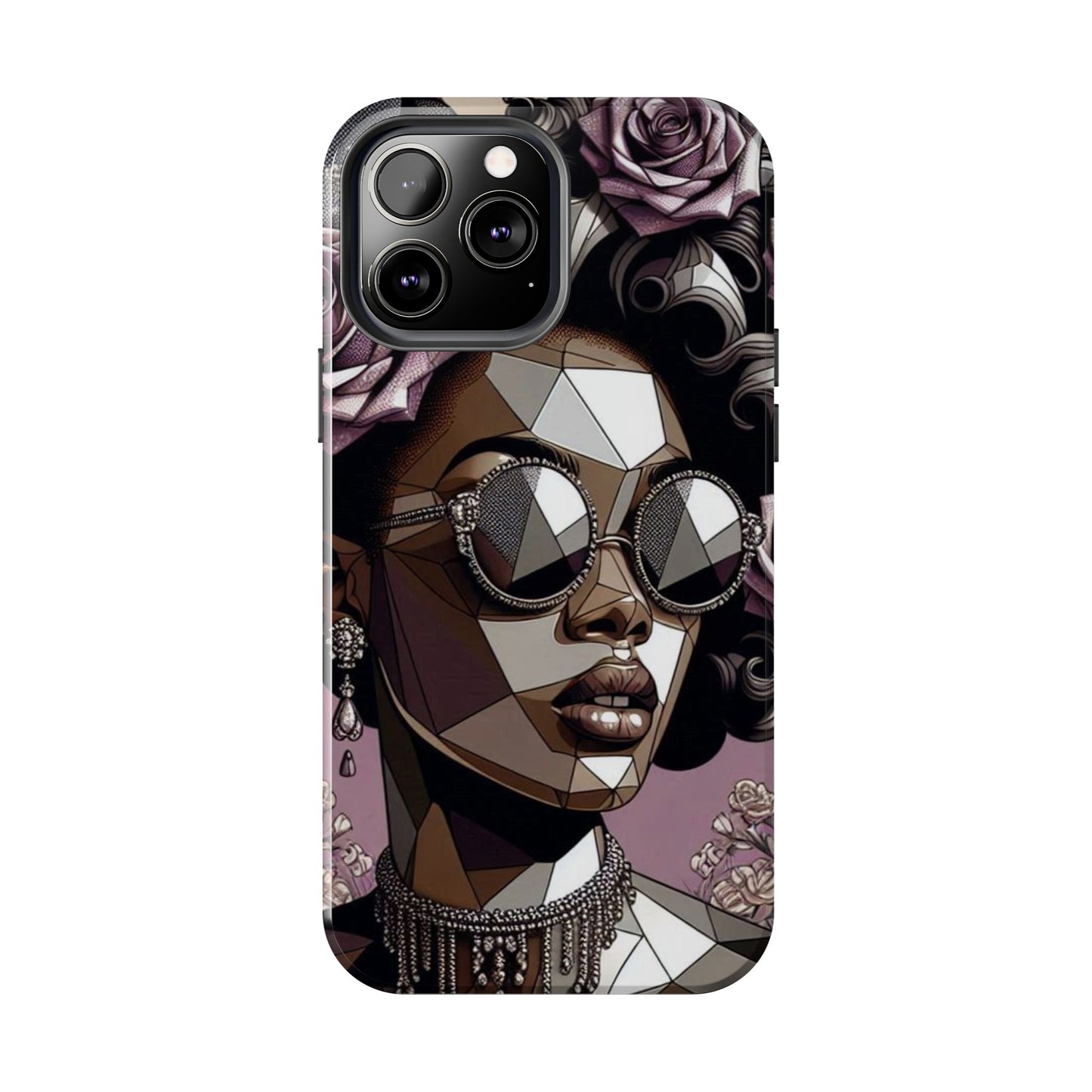 Chic Geometric Phone Case, Stylish Tough Case for Women, Unique Gift, Floral Design, Modern Accessories for Everyday Use - Lilac Baroque Lady