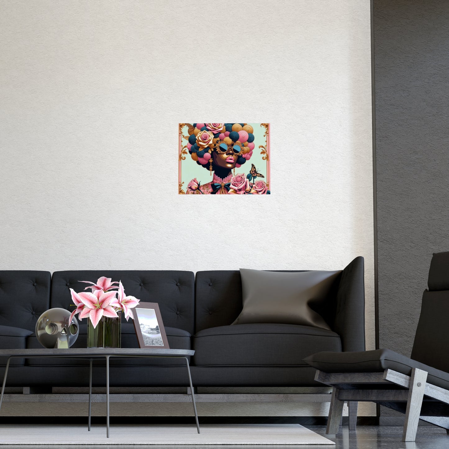 Vibrant Matte Art Posters, Wall Decor for Home, Boho Wall Art, Afrocentric Decor, Unique Gifts for Her - Lady In Pink Baroque