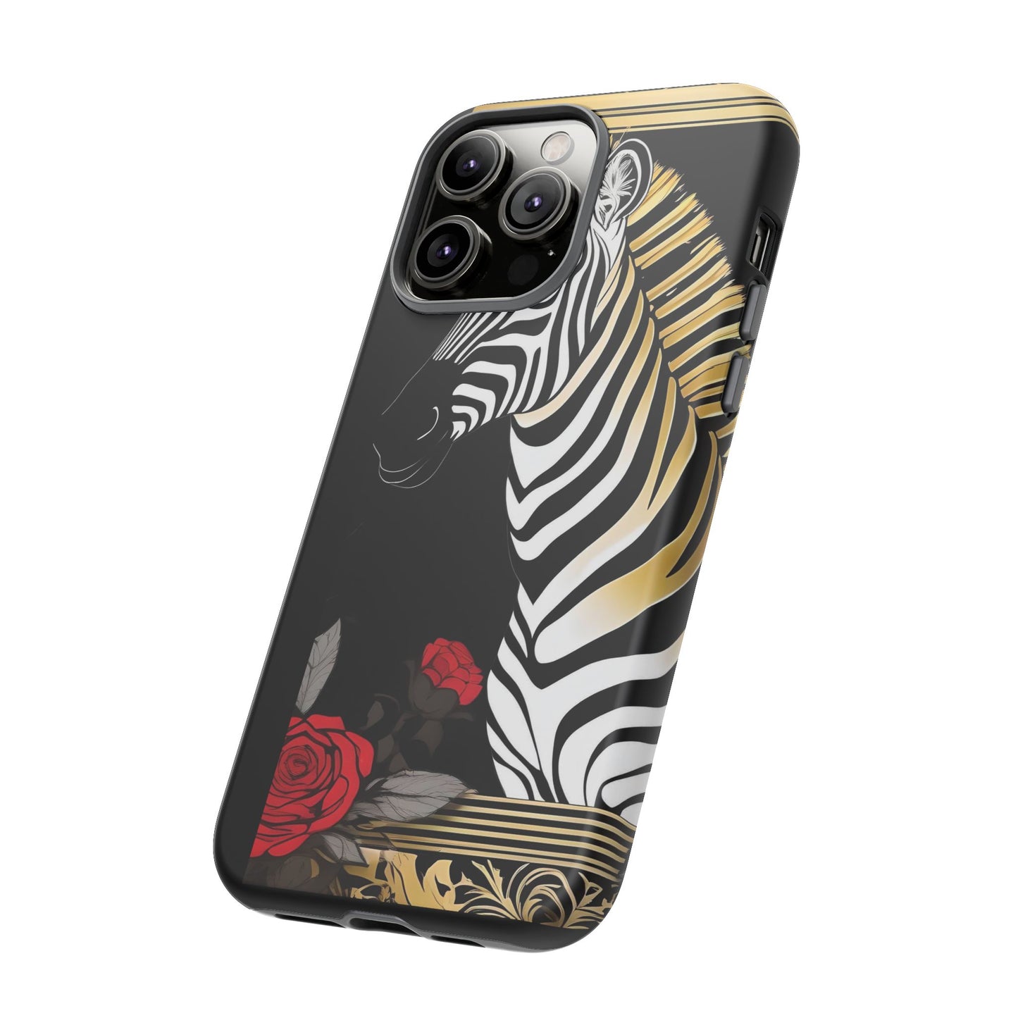 Phone Case - Elegant Zebra & Roses Design