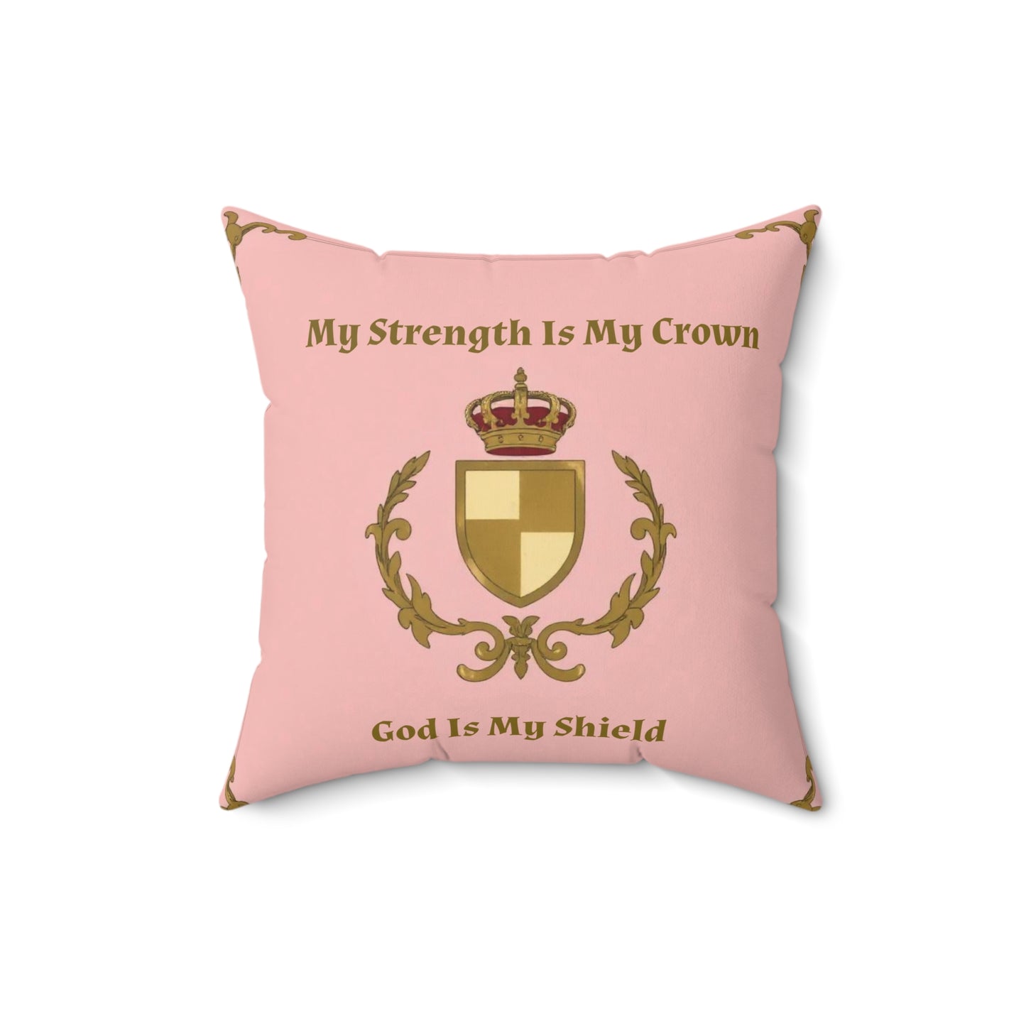 Crown & Crest Spiritual Quote Throw Pillow, My Strength Is My Crown Decor, Decorative Cushion, Spiritual Home Accent, Faith-Based Gift, Cozy Living