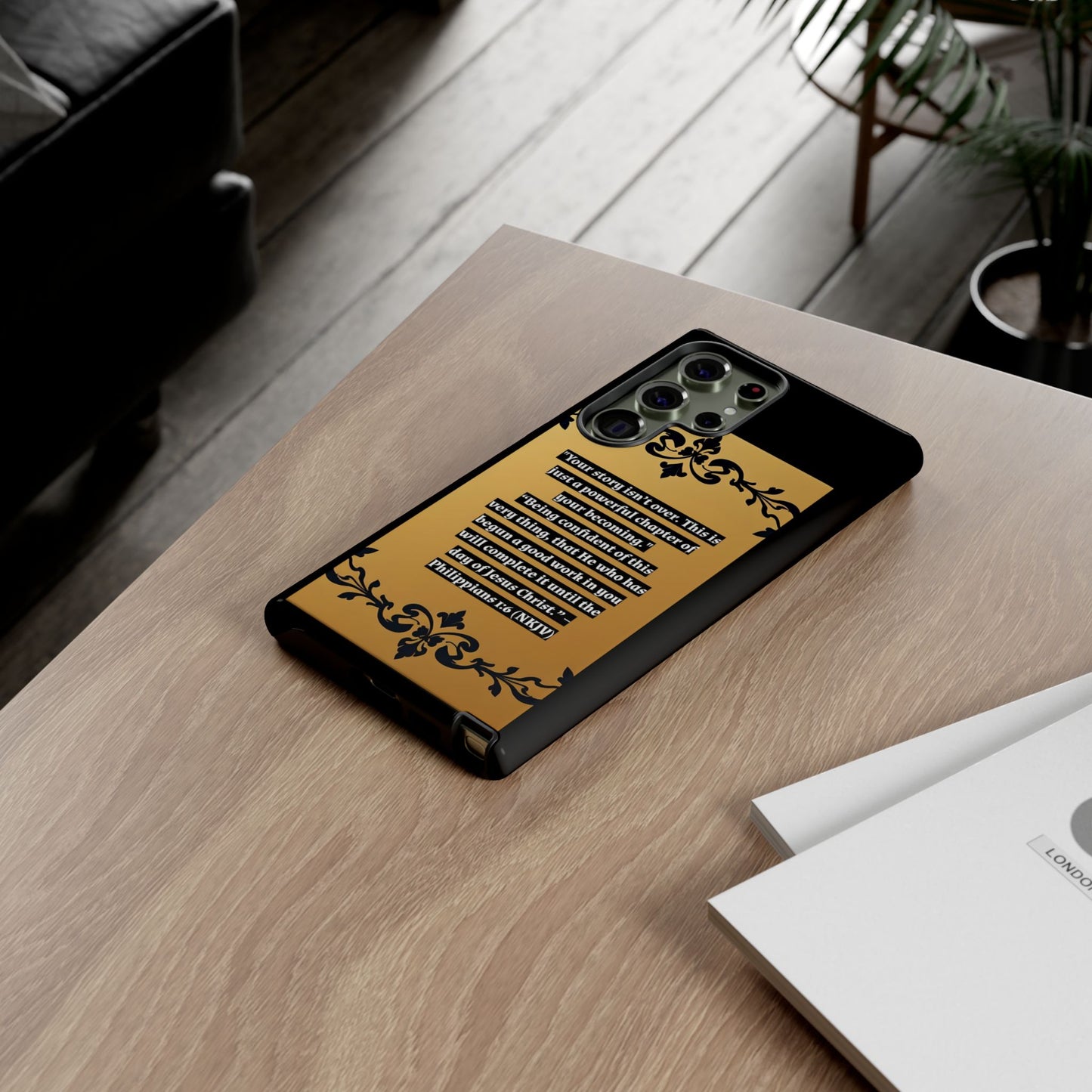 Elegant Floral Motif Phone Case - Tough Cases with Vintage Design - "Your story isn't over"