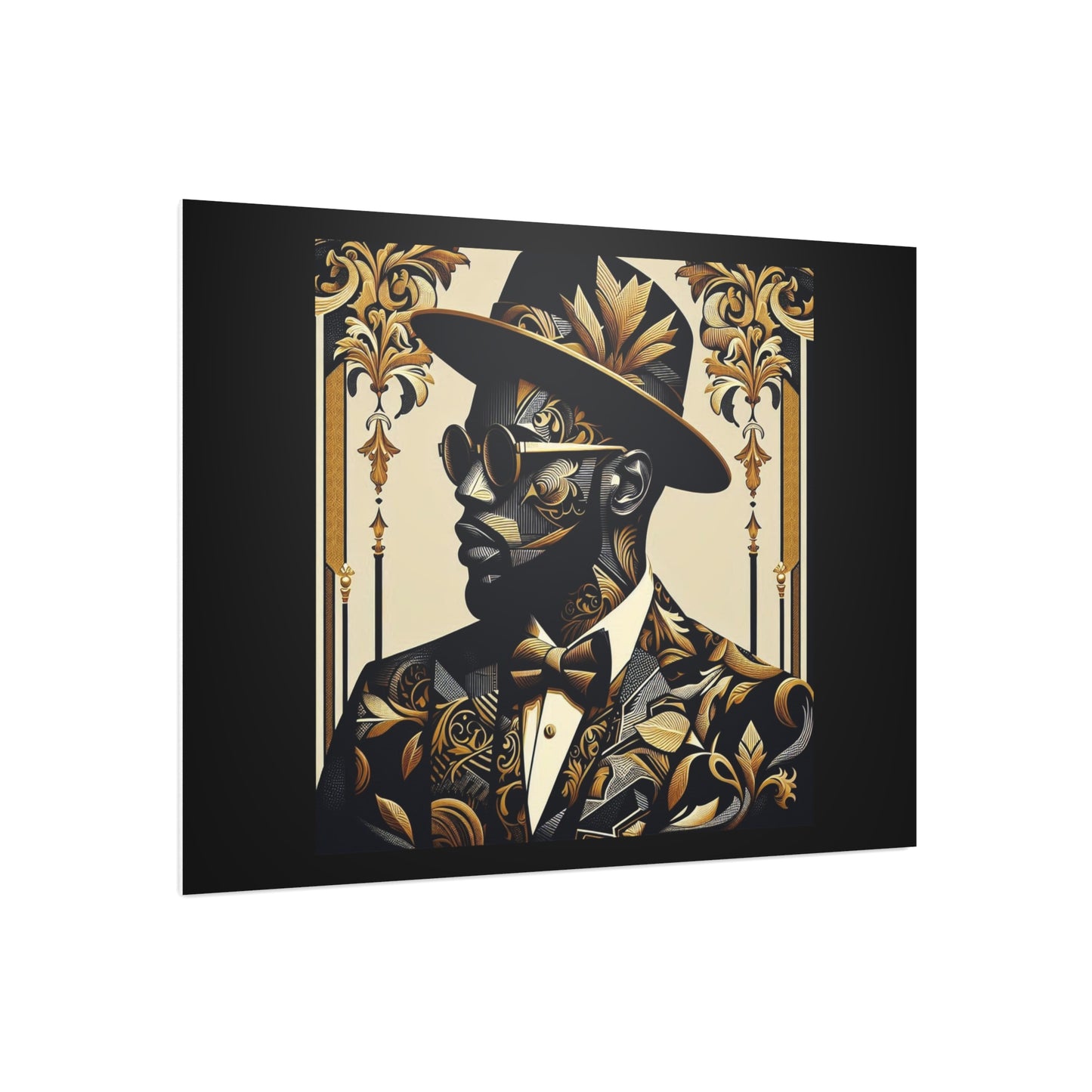 Stylish Foam Board Art, Elegant Wall Decor, Home Office Decoration, Modern Portraits, Unique Gifts for Art Lovers - Damask Man in Black & Gold